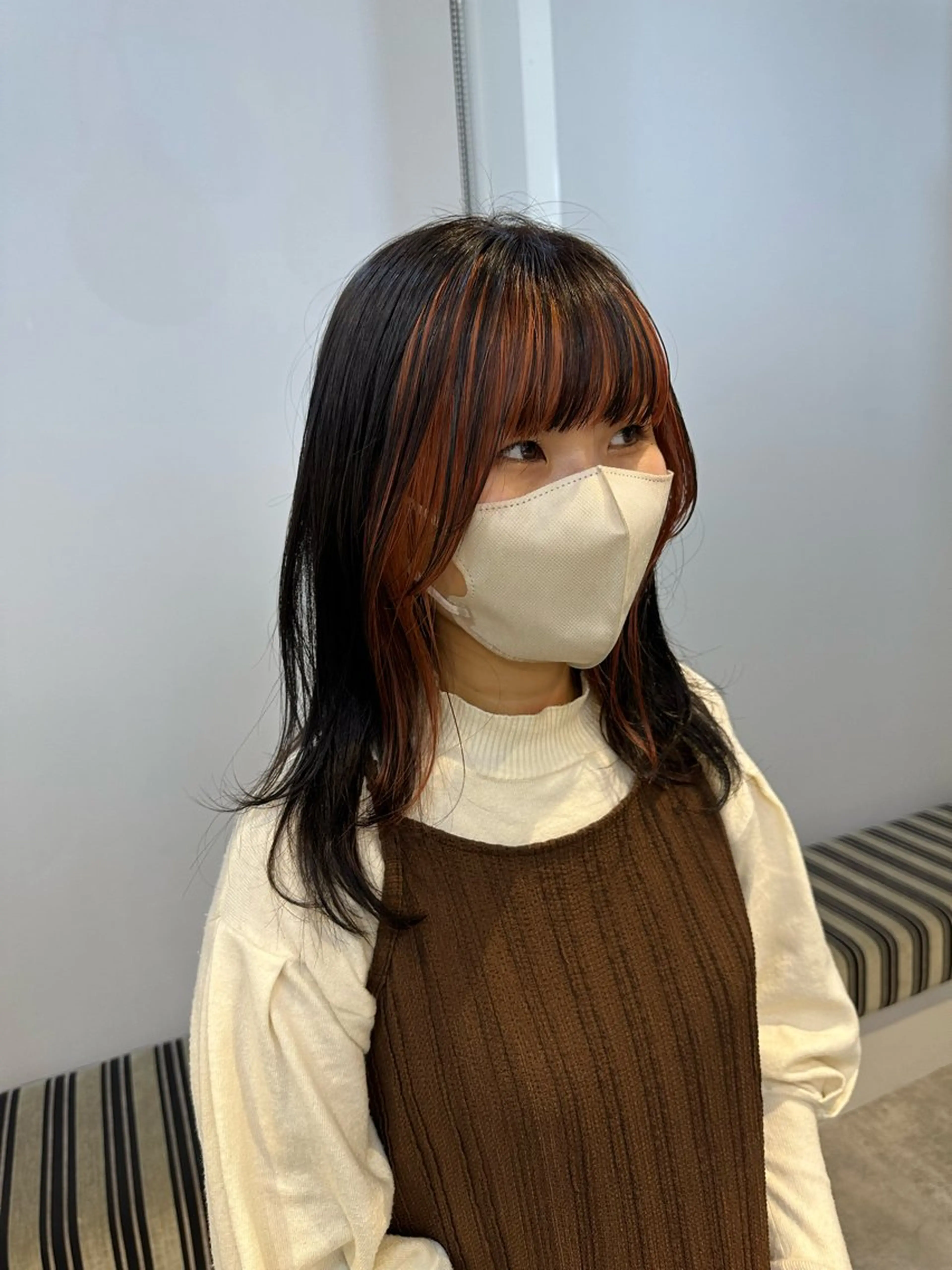 ミディアム カラー ミストバング  フェイスフレーミング OLSEN D.B.A BALLOON HAIR所属・さとう あやかのヘアスタイル