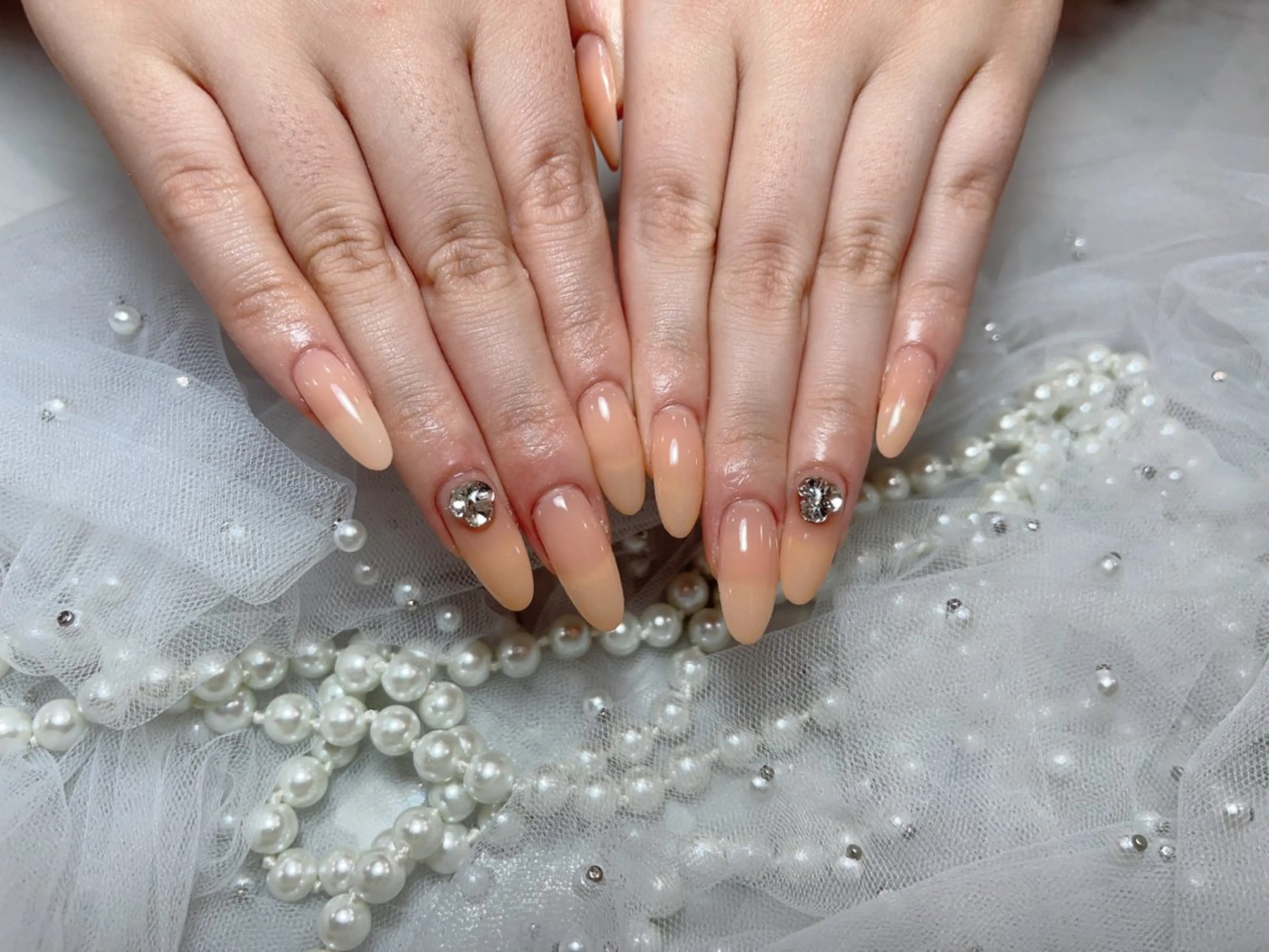 ネイル アートネイル フラッシュネイル フレンチネイル ガラスフレンチ グラデーション M2beauty Renaのネイルデザイン