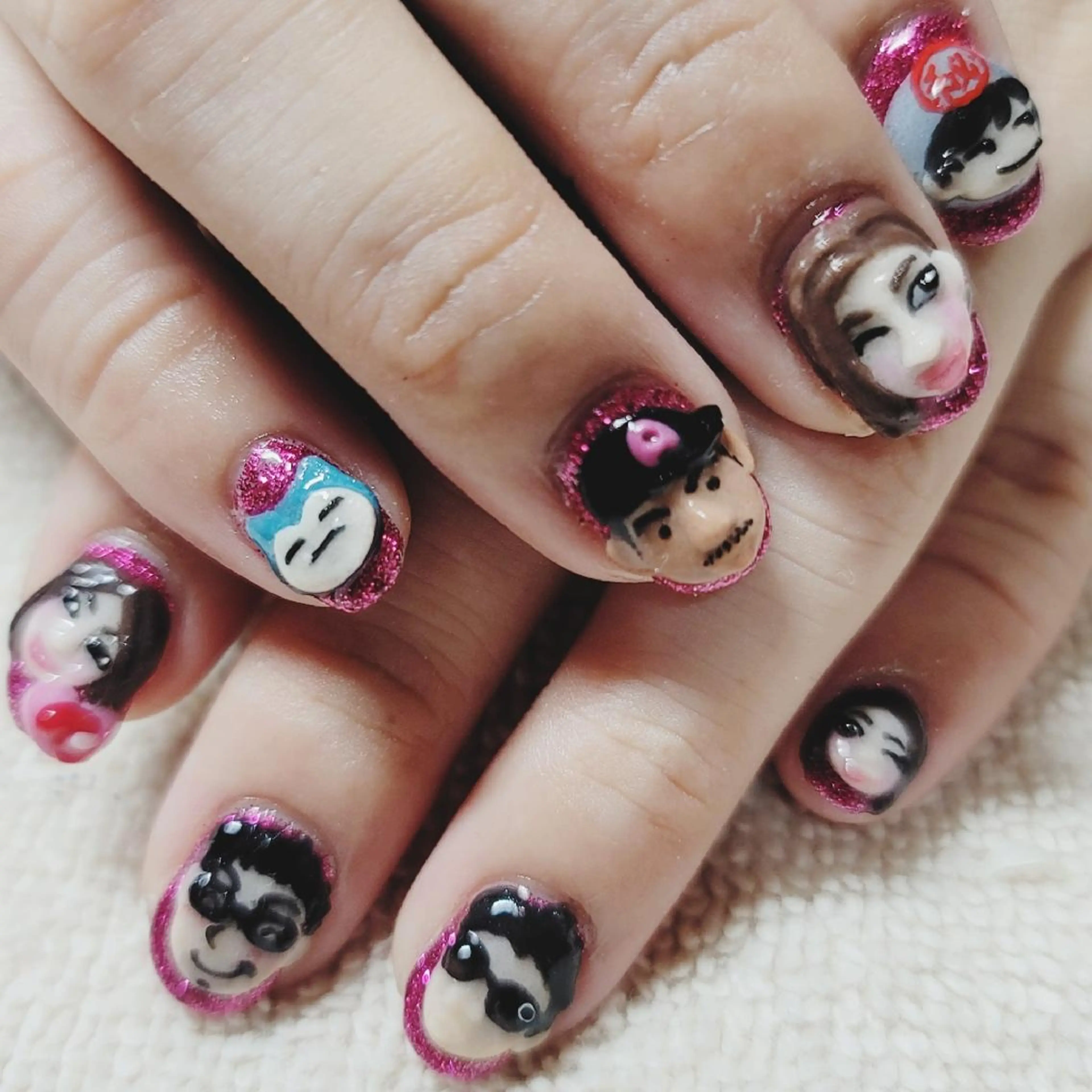 ネイル ラメ(グリッター) ワンカラーネイル ピンク ハンドネイル よしだ ひろきのネイルデザイン