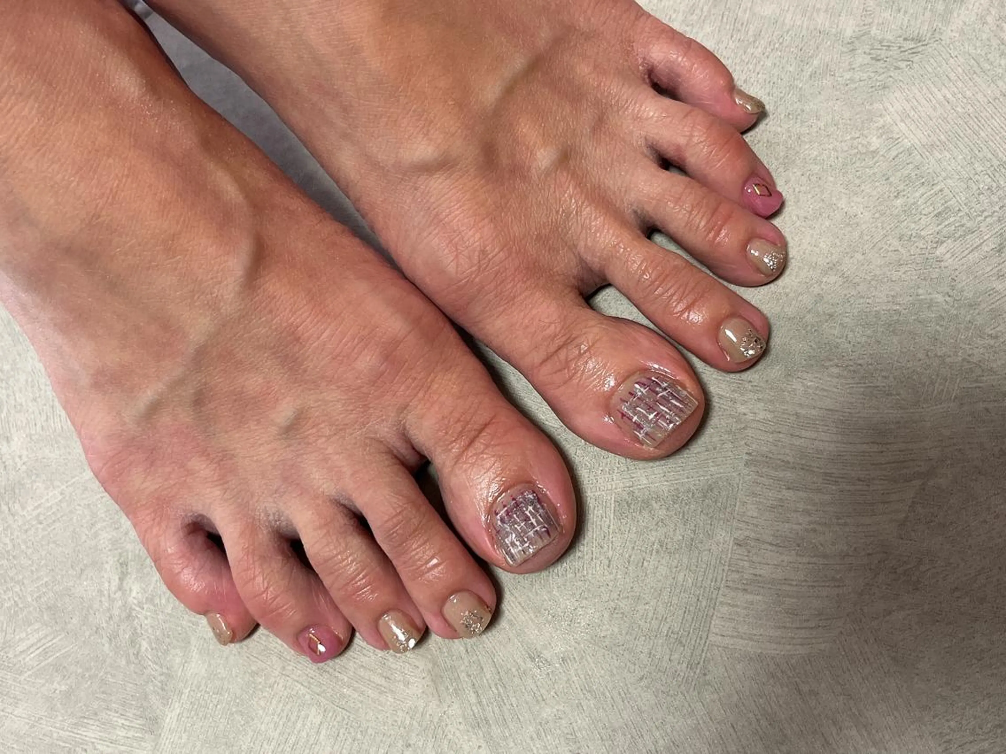 ネイル ツイードネイル フットネイル MIKA ♡のネイルデザイン