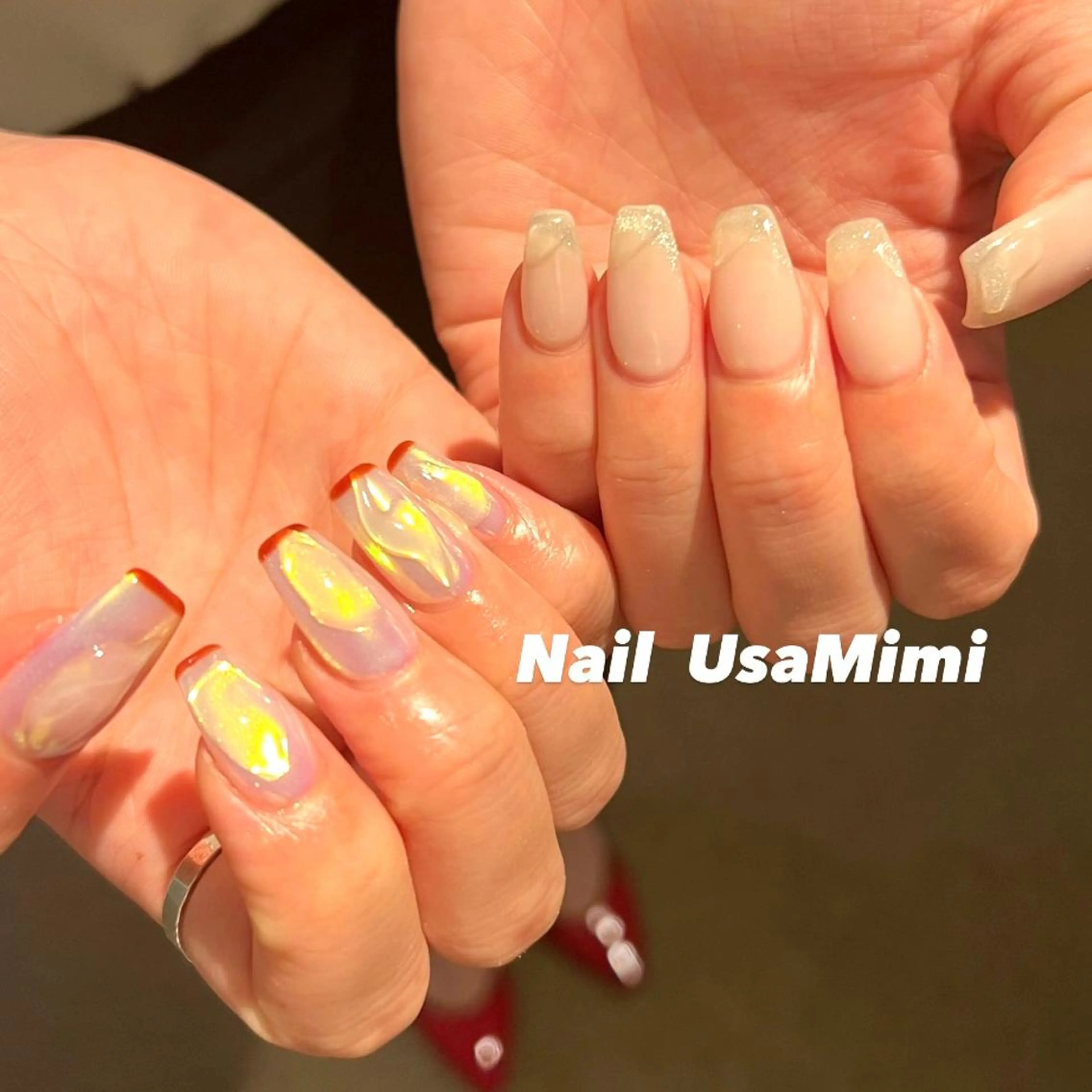 ネイル フットネイル ジェルネイル キラキラネイル マグネットネイル 持ち込み 本町ネイルNail UsaMimiのネイルデザイン
