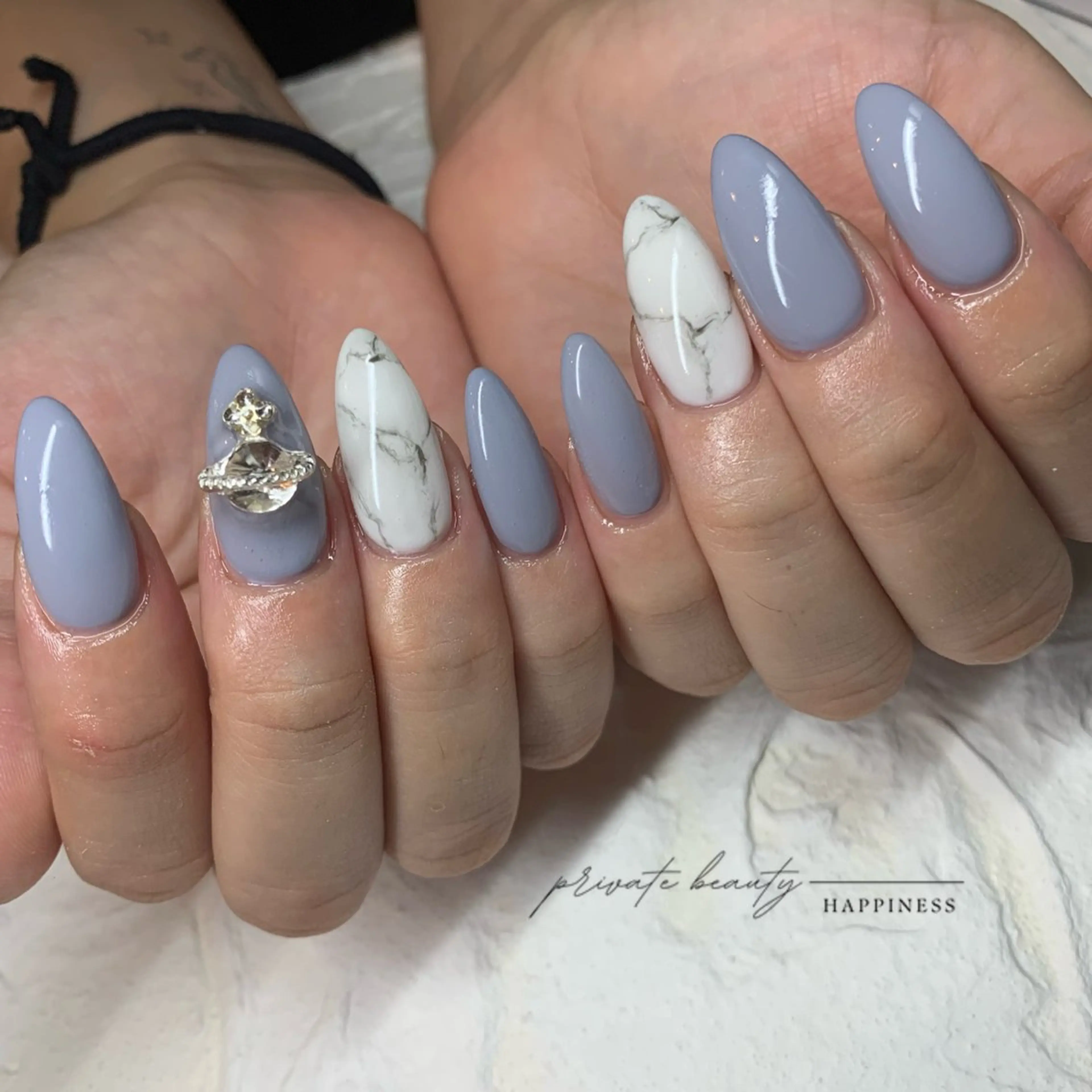 ネイル ジェルネイル ロングネイル 大理石ネイル(マーブル) スカルプネイル ネイルチップ happiness nailのネイルデザイン