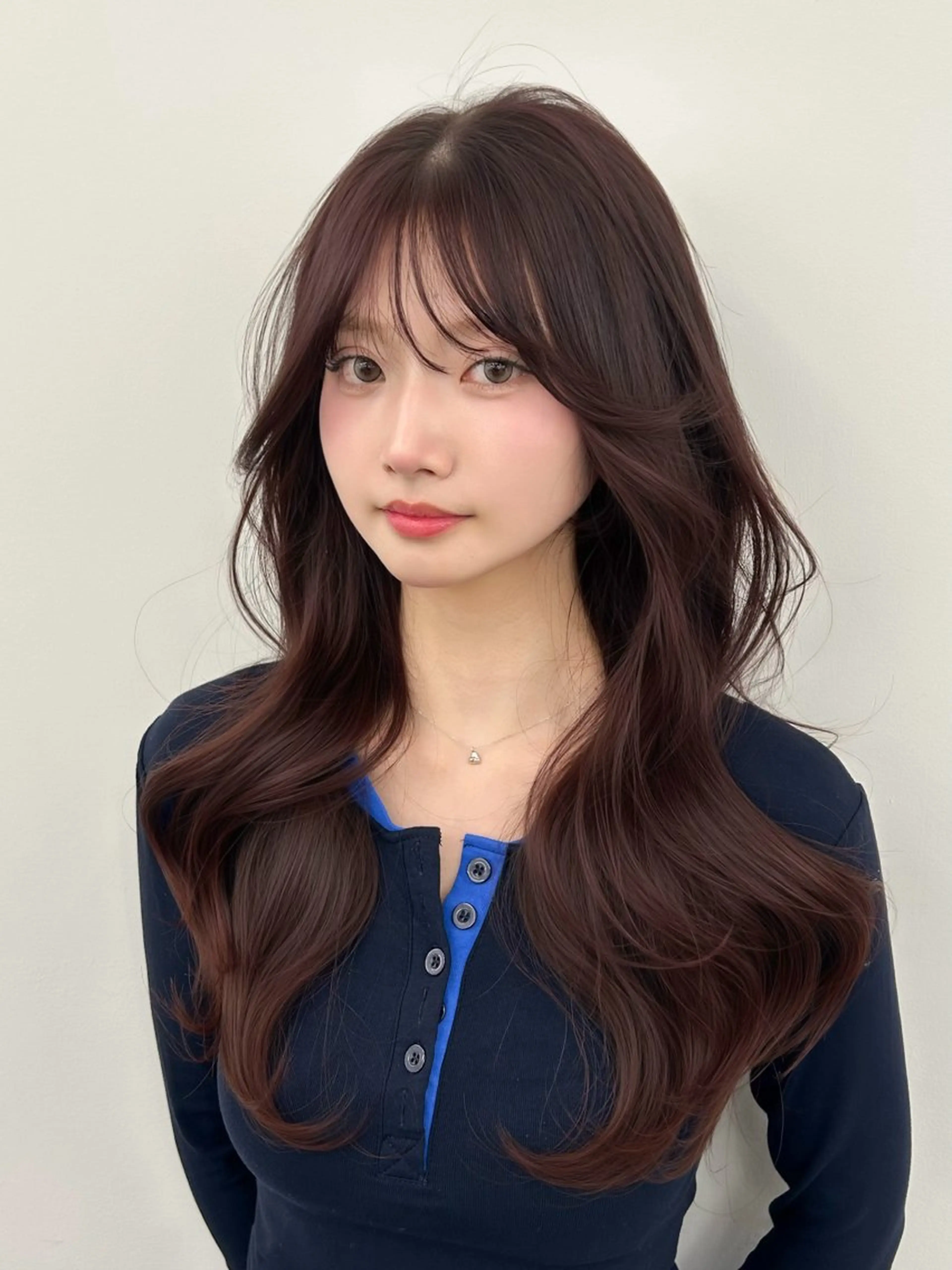 ロング カラー レッドカラー カット ヘアカラー トリートメント 韓国ヘア/顔周り ヘアセット/加藤優里のヘアスタイル