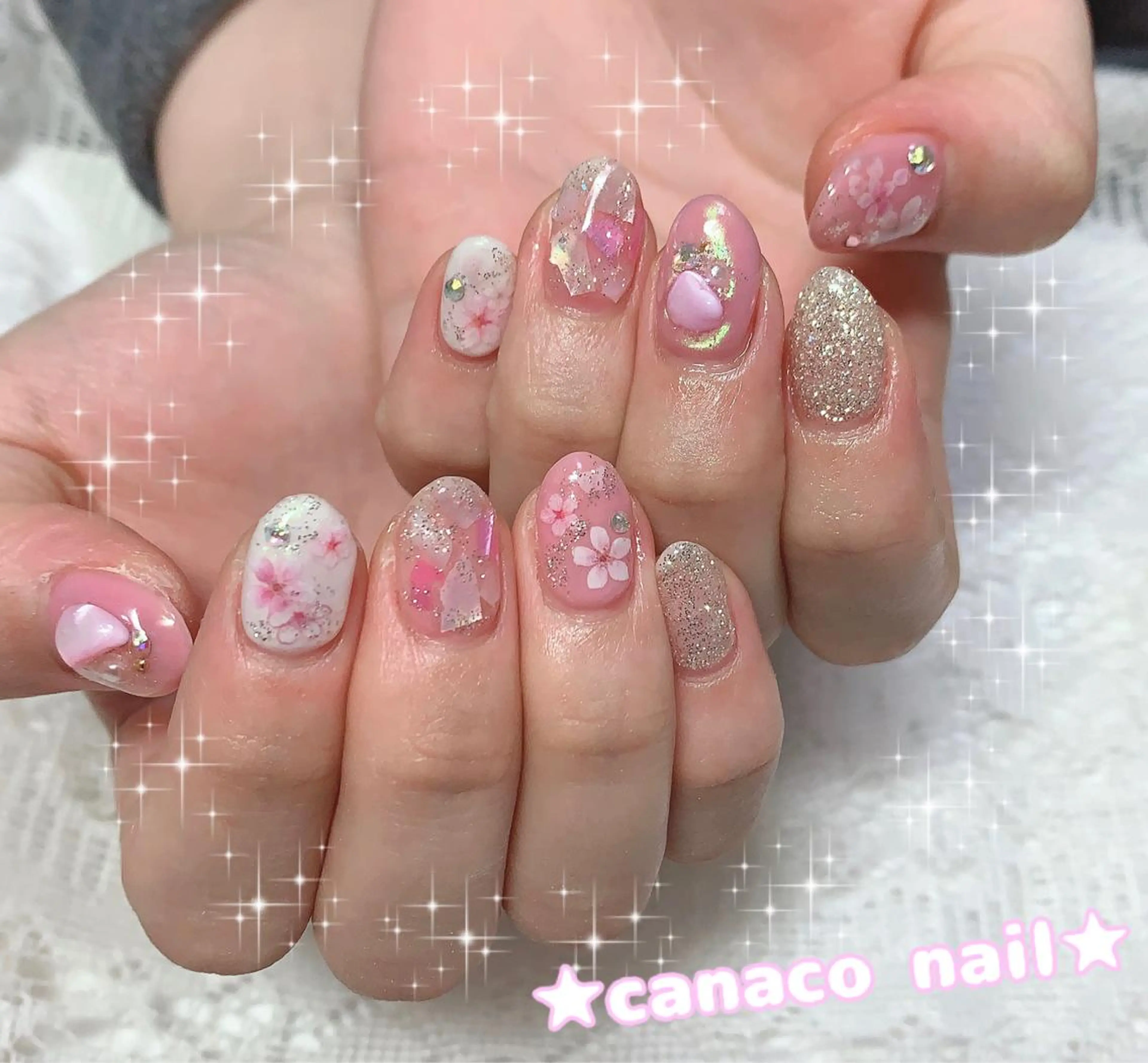 ネイル アートネイル 桜ネイル ジェルネイル 大理石ネイル(マーブル) ミラーネイル Felice所属・ベテランネイル cnc  nailのネイルデザイン