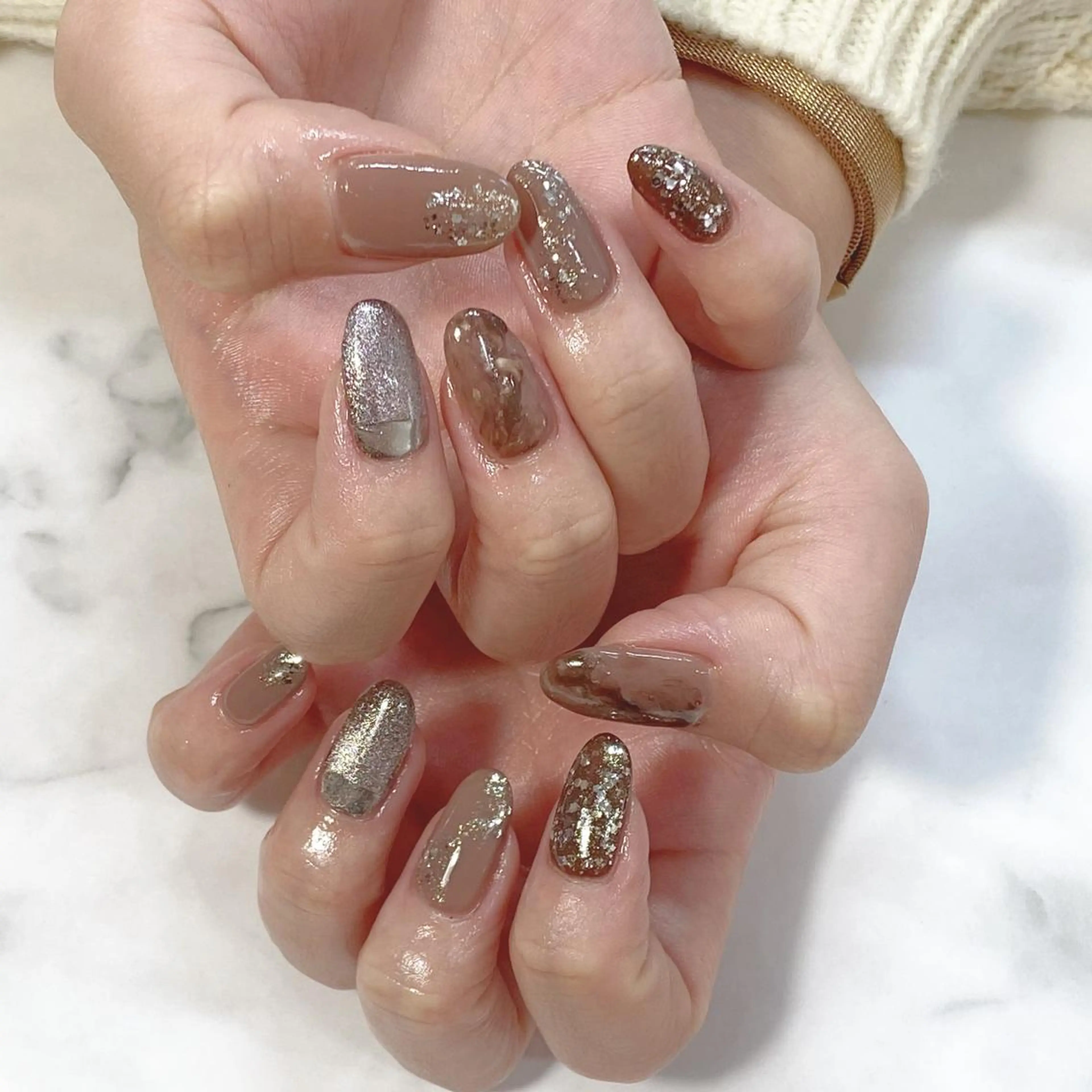 ネイル ラメ(グリッター) ネイルPetit Ribbonのネイルデザイン