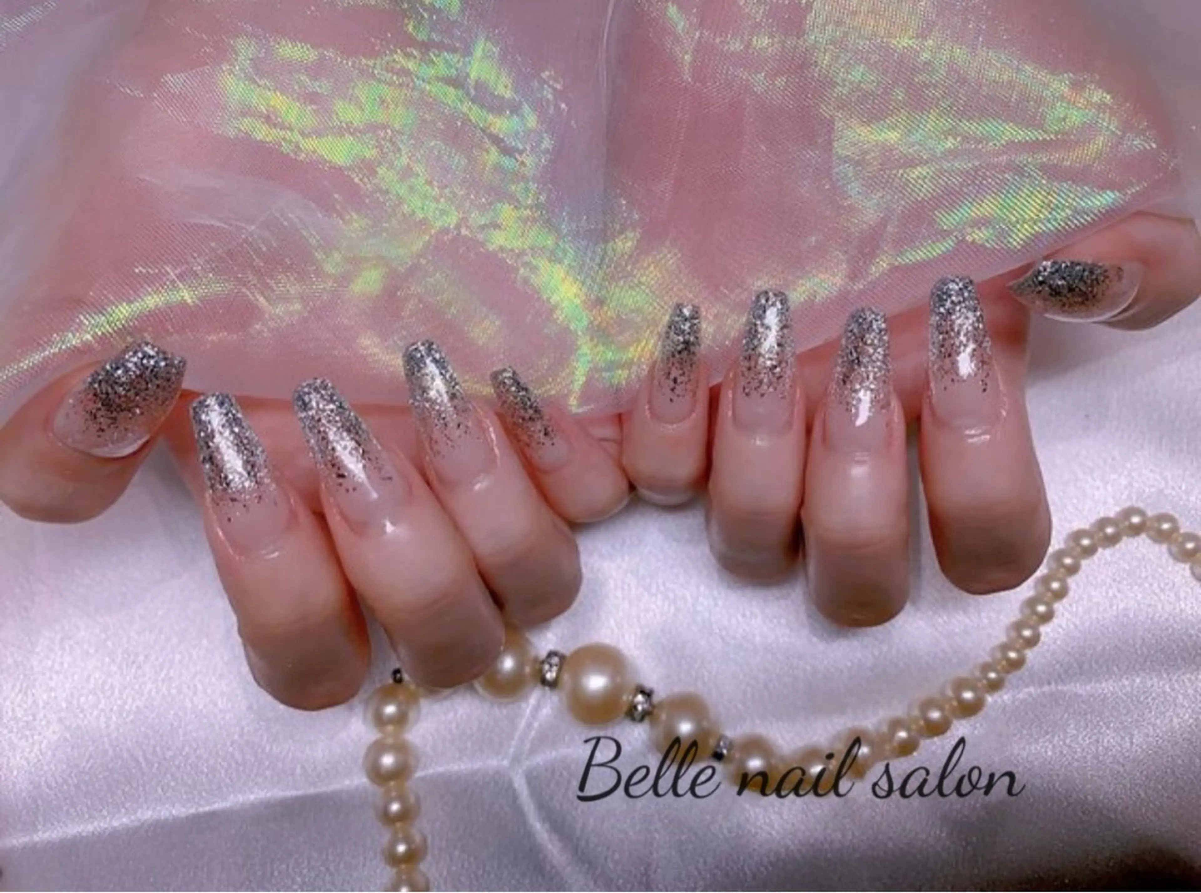 ネイル 長さ出し グラデーション ラメ(グリッター) ラメグラデーション スカルプネイル ハンドネイル Belle nail salon 新小岩のネイルデザイン