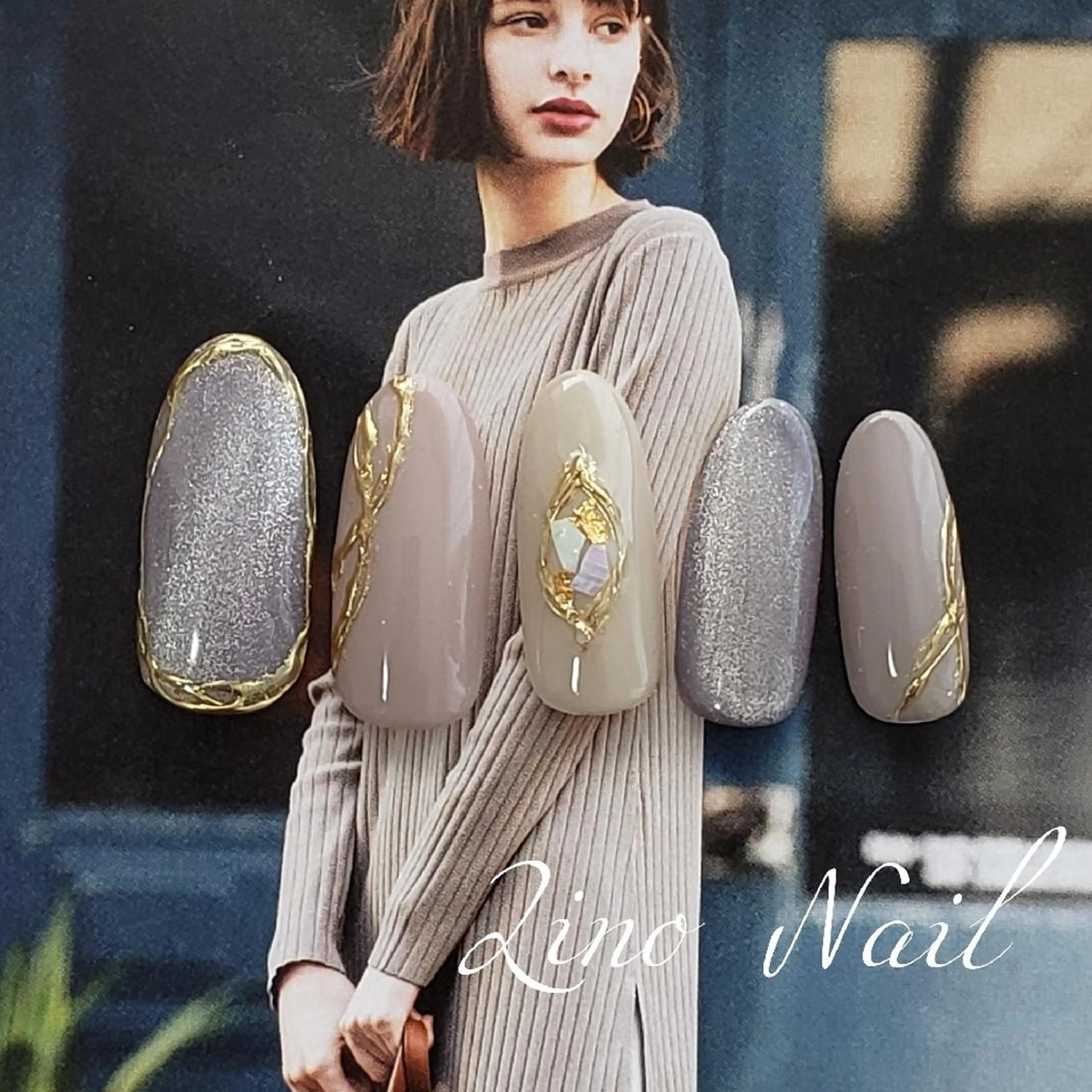 ネイル カジュアル ジェルネイル ラメ(グリッター) マグネットネイル ミラーネイル Lino Nailのネイルデザイン