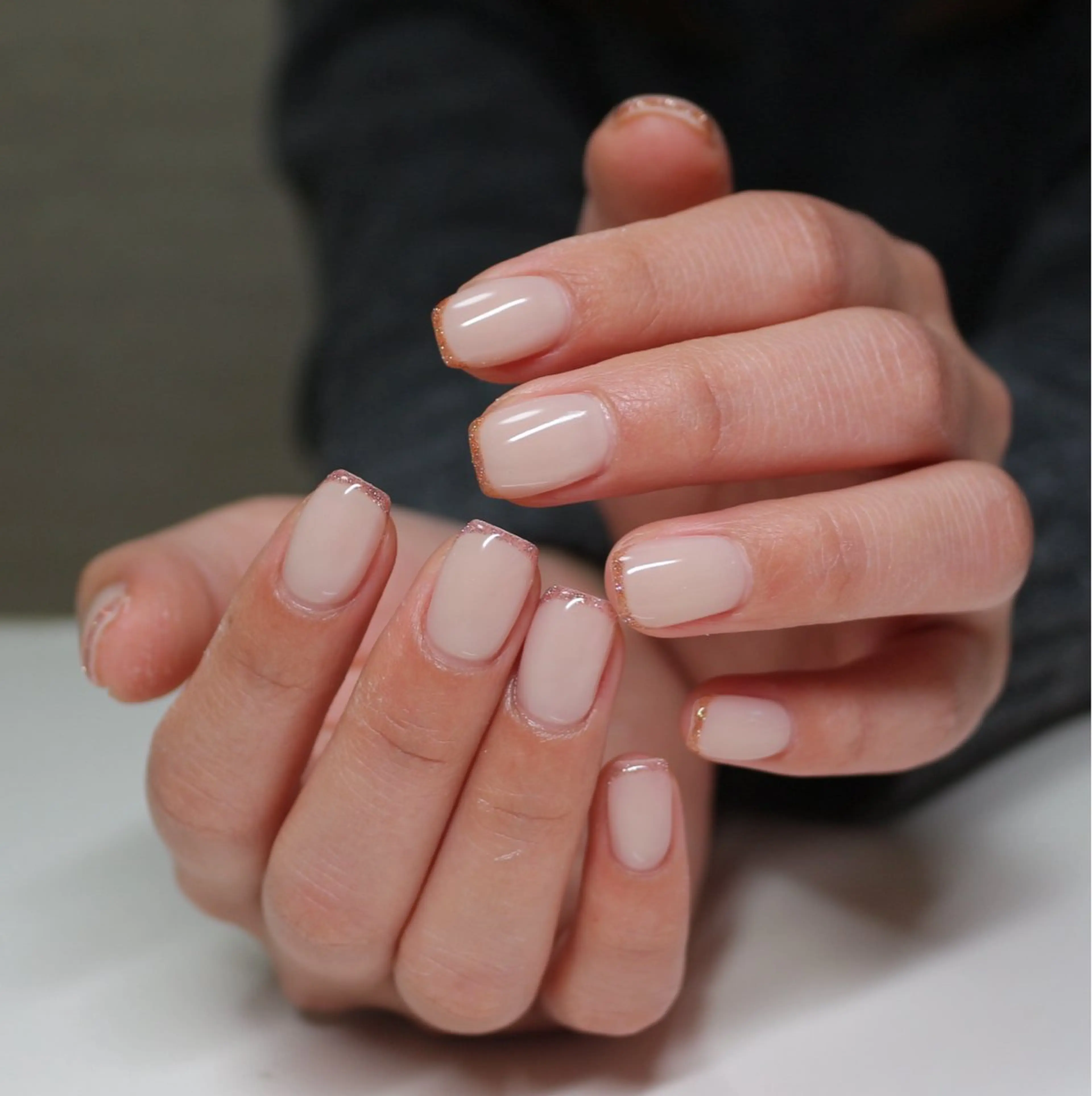 ネイル フレンチネイル ラメ(グリッター) 春ネイル ハンドネイル Baku Nailsのネイルデザイン