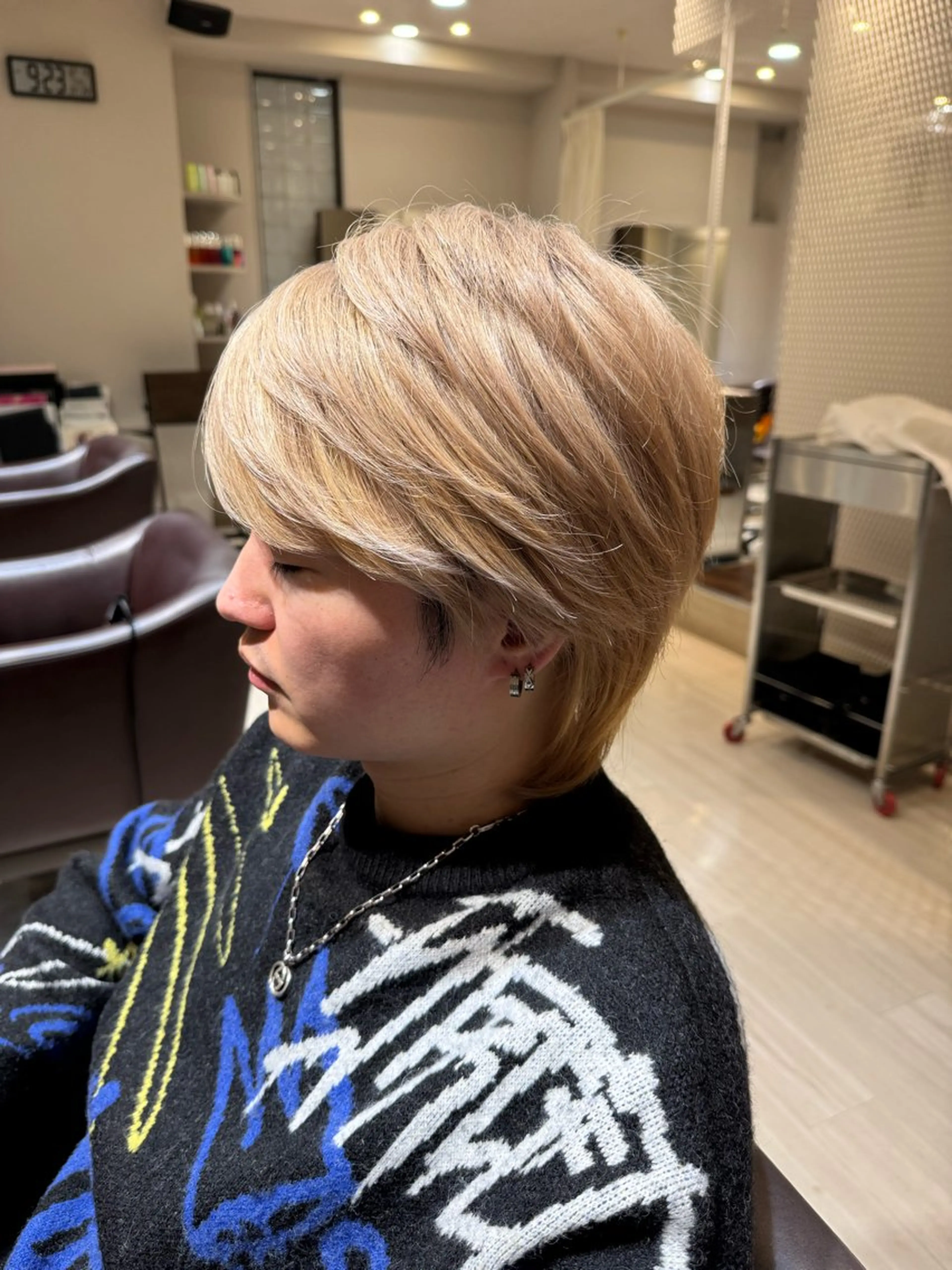 🩵🫧メンズブリーチカラー🫧🩵ブロンド　バレイヤージュ　デザインカラーの写真