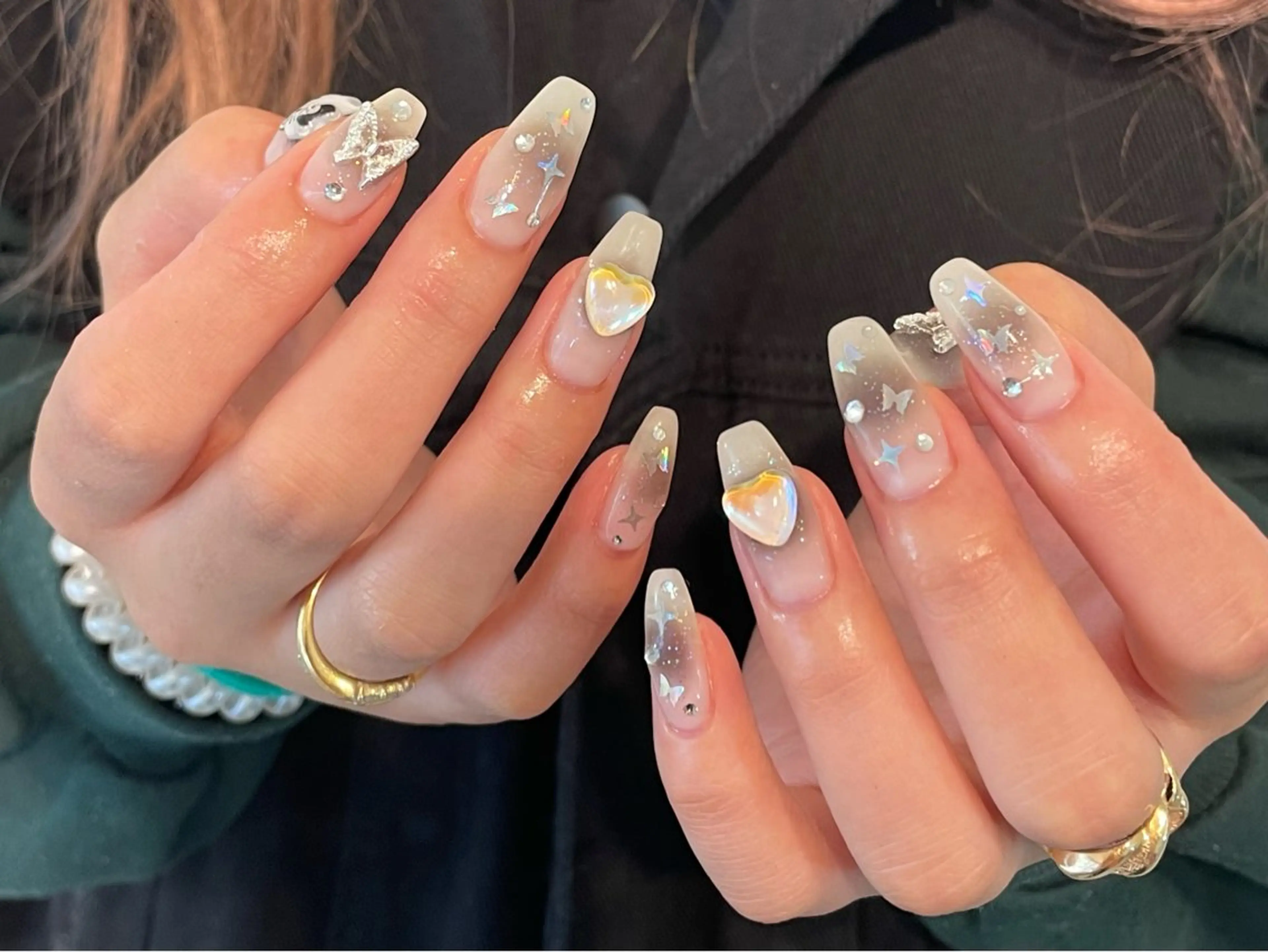 ネイル クリアネイル フラワーネイル フレンチネイル ジェルネイル ガーリー nailist. sayaのネイルデザイン