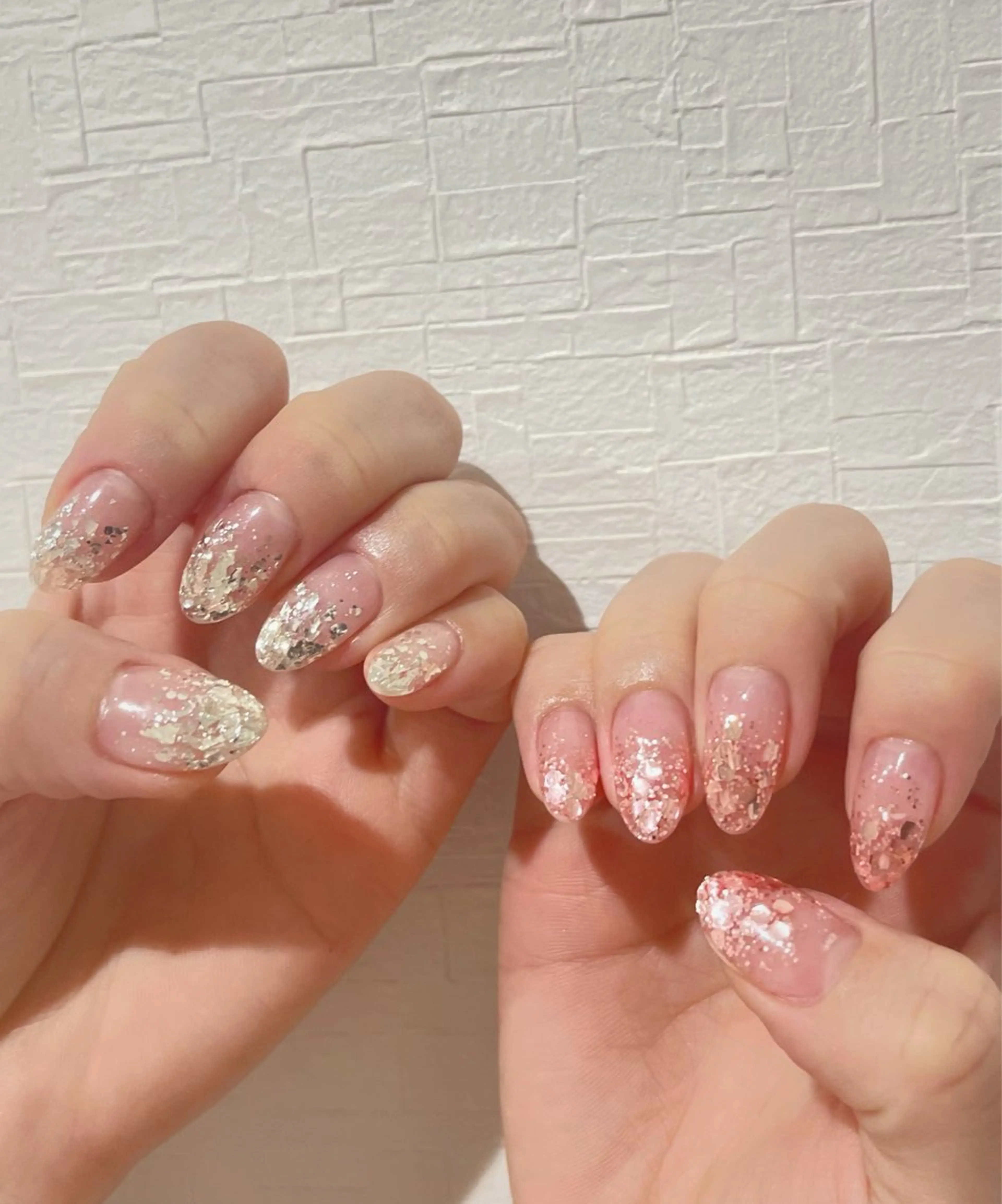 ネイル オーロラネイル 長さ出し フットネイル 韓国ネイル ラメ(グリッター) ハンドネイル 👍thumbs up nail👍のネイルデザイン