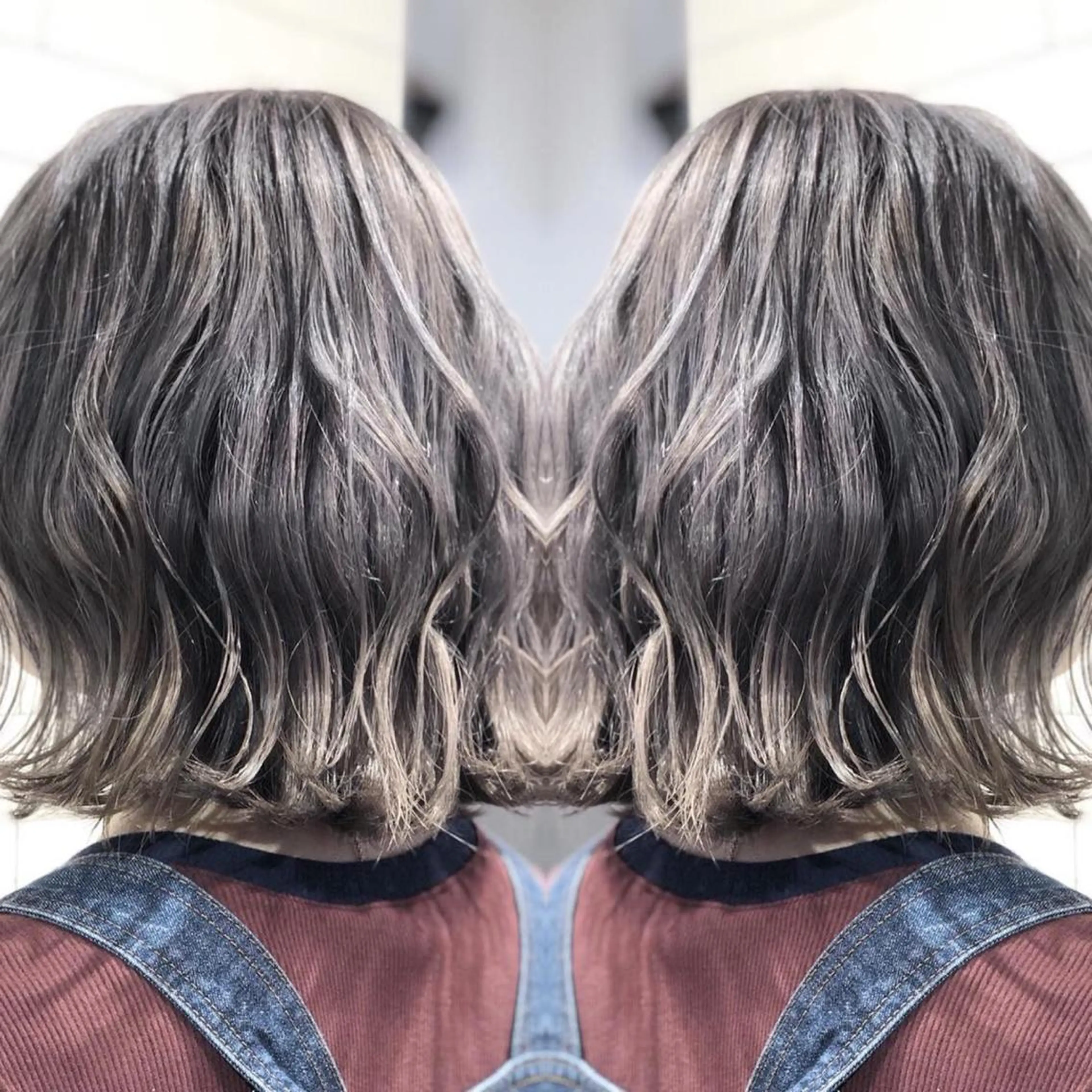 ミディアム カラー ヘアアレンジ 髪質改善×ハイトーン 中田啄也のヘアスタイル