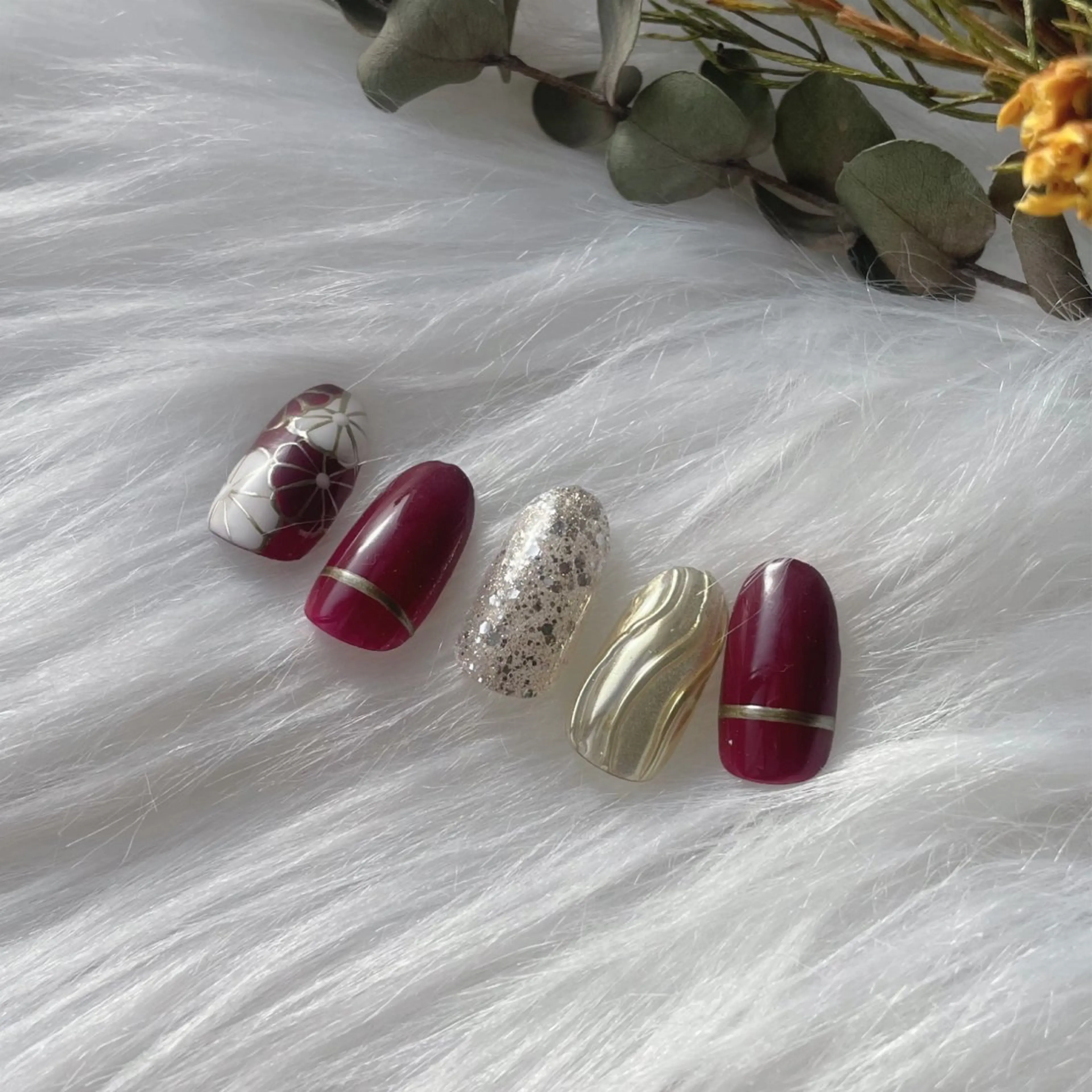 ネイル ブルー 成人式 フレンチネイル キラキラネイル マグネットネイル timtam --sakiのネイルデザイン