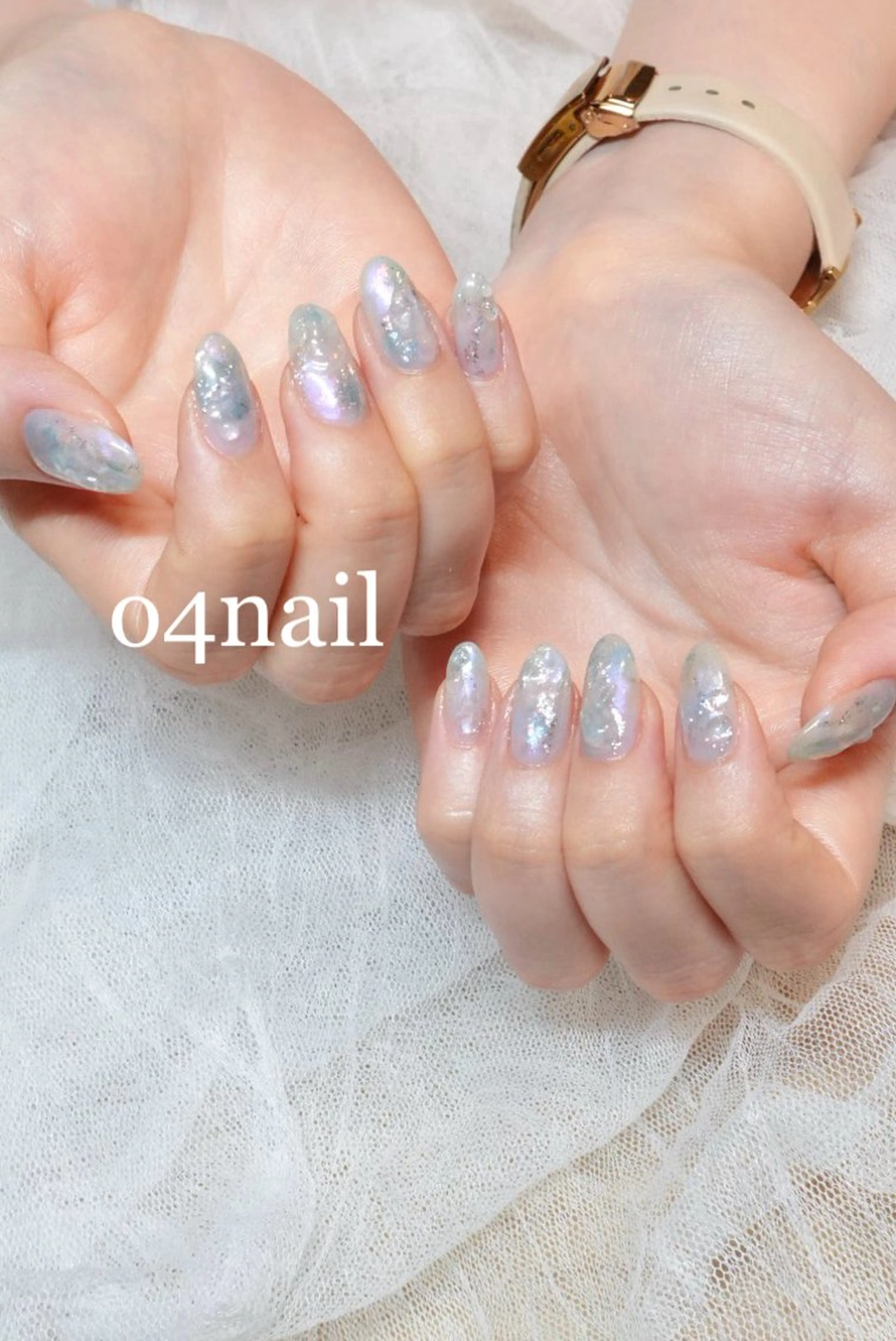 ネイル オーロラネイル ブルー マグネットネイル ニュアンスネイル オフィスネイル ハンドネイル my place+s所属・o4nail___ ARISAのネイルデザイン