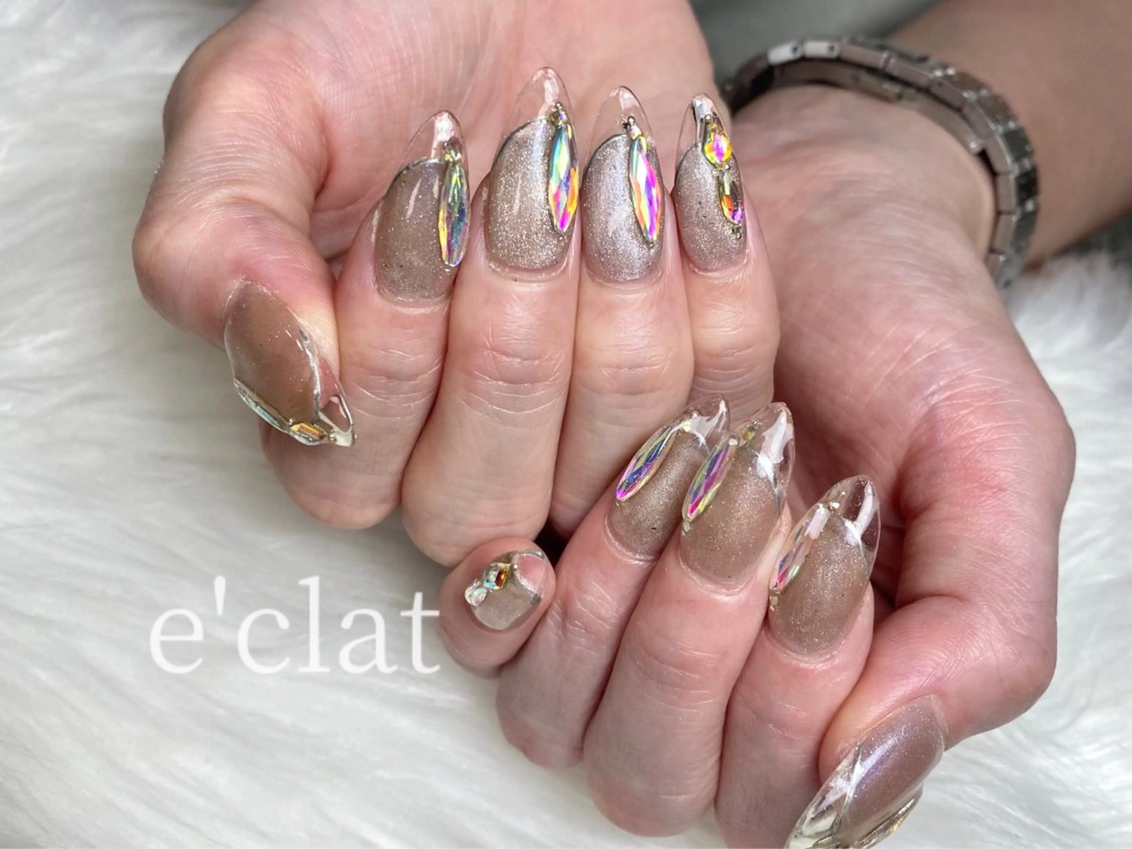 ネイル アートネイル クリアネイル 長さ出し マグネットネイル 持ち込み ハンドネイル nailsalon e'clatのネイルデザイン