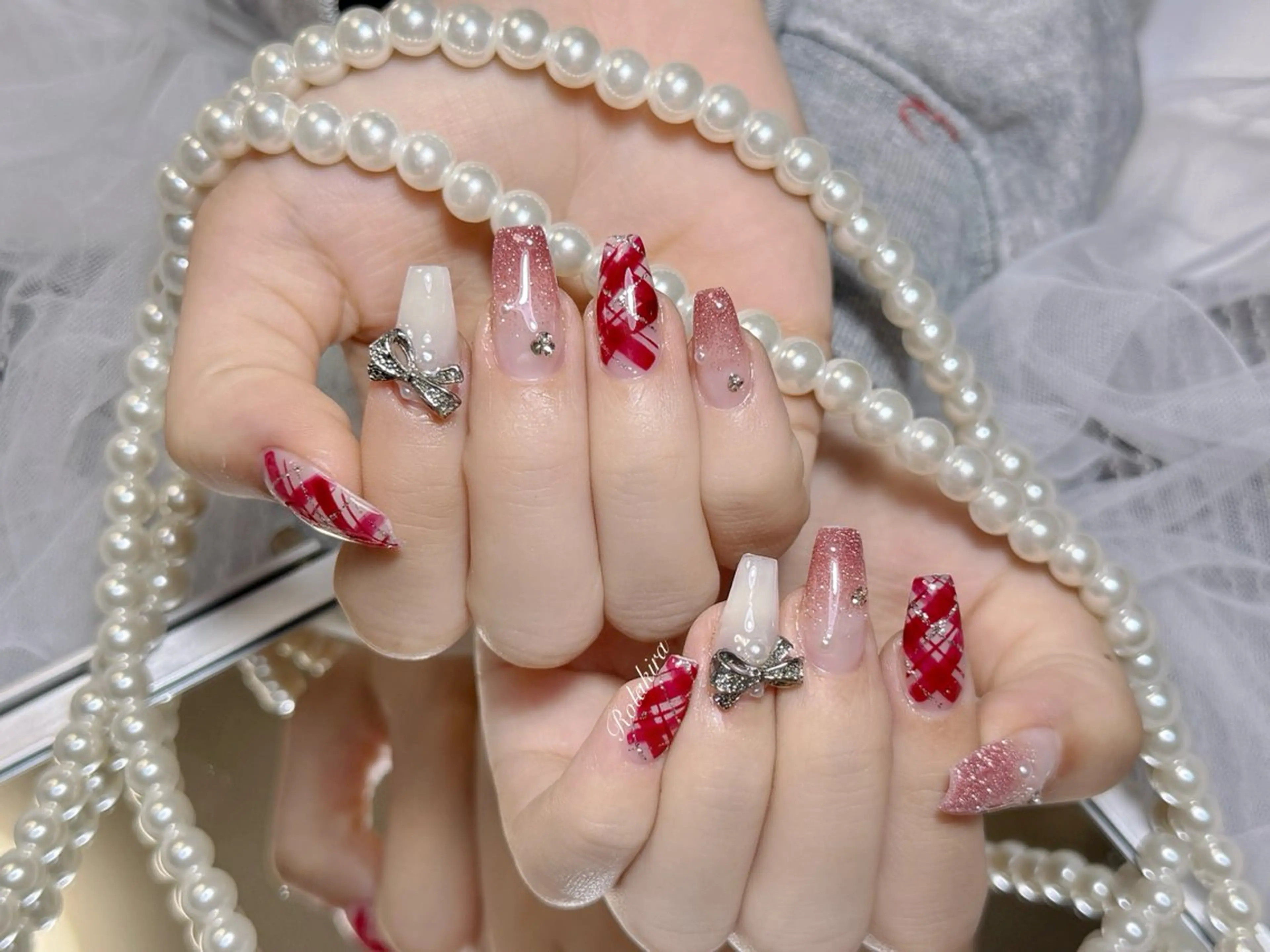 ネイル チークネイル 長さ出し フレンチネイル ジェルネイル 韓国ネイル ハンドネイル Rola kira nail salon所属・Rola kira 麗のネイルデザイン