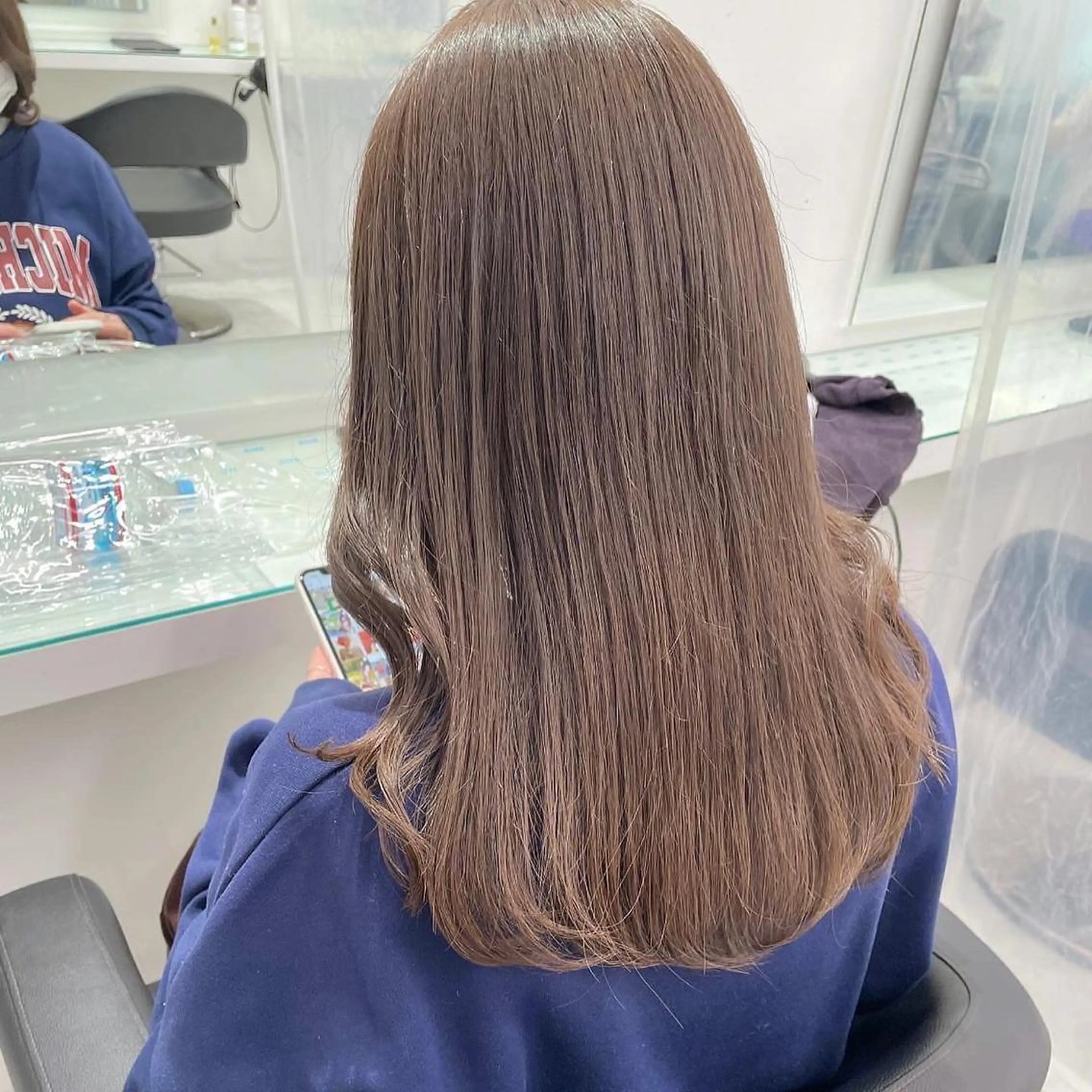 セミロング カラー ベージュカラー 黒髪 ブリーチ ブルーカラー ブルーブラック 🤎MISAKI 艶髪カラー🤎のヘアスタイル