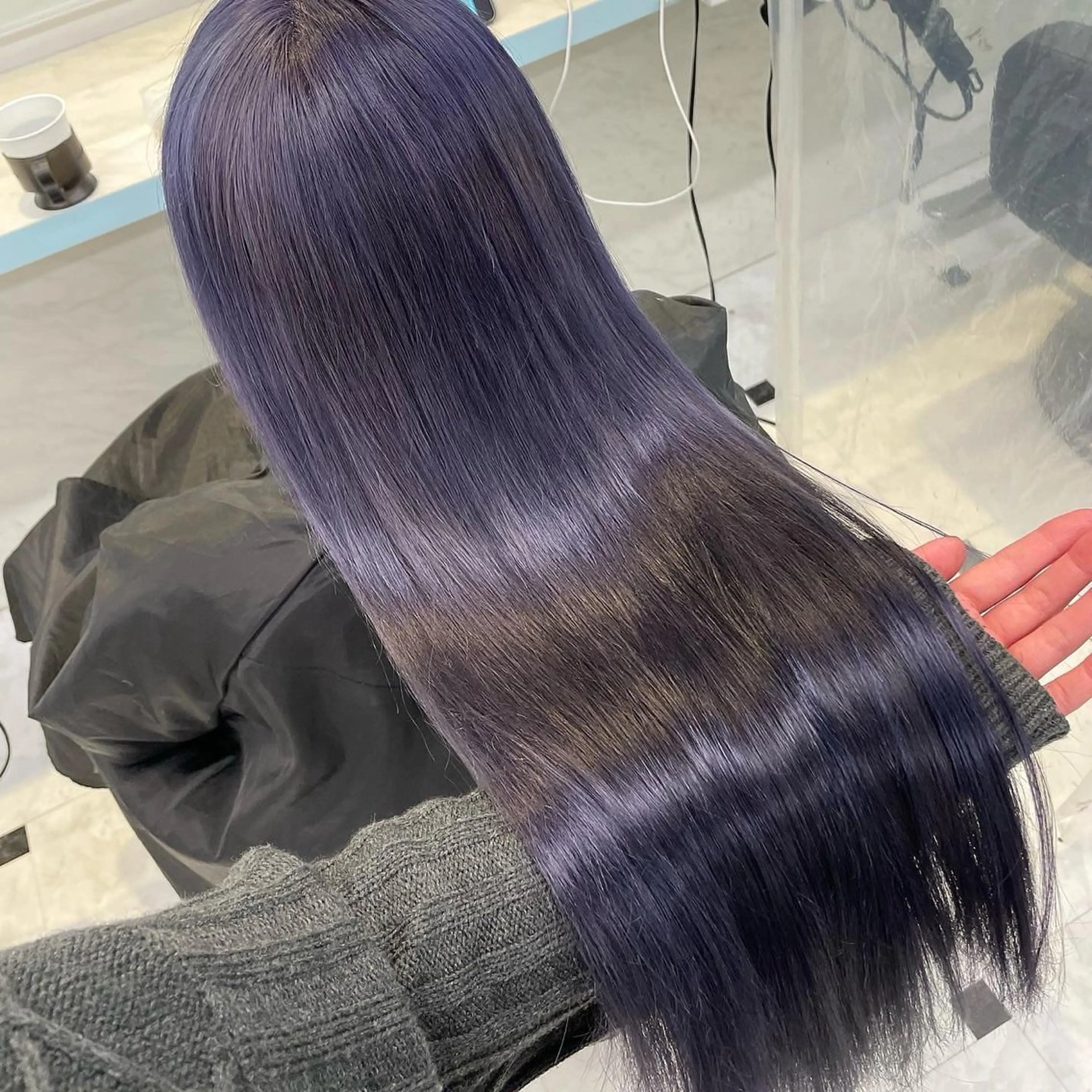 ロング カラー ブリーチ ブルーカラー ブルーラベンダー ケアブリーチ ダブルカラー ヘアカラー 💙ハイトーン韓国風 色白ヘア💙manaのヘアスタイル