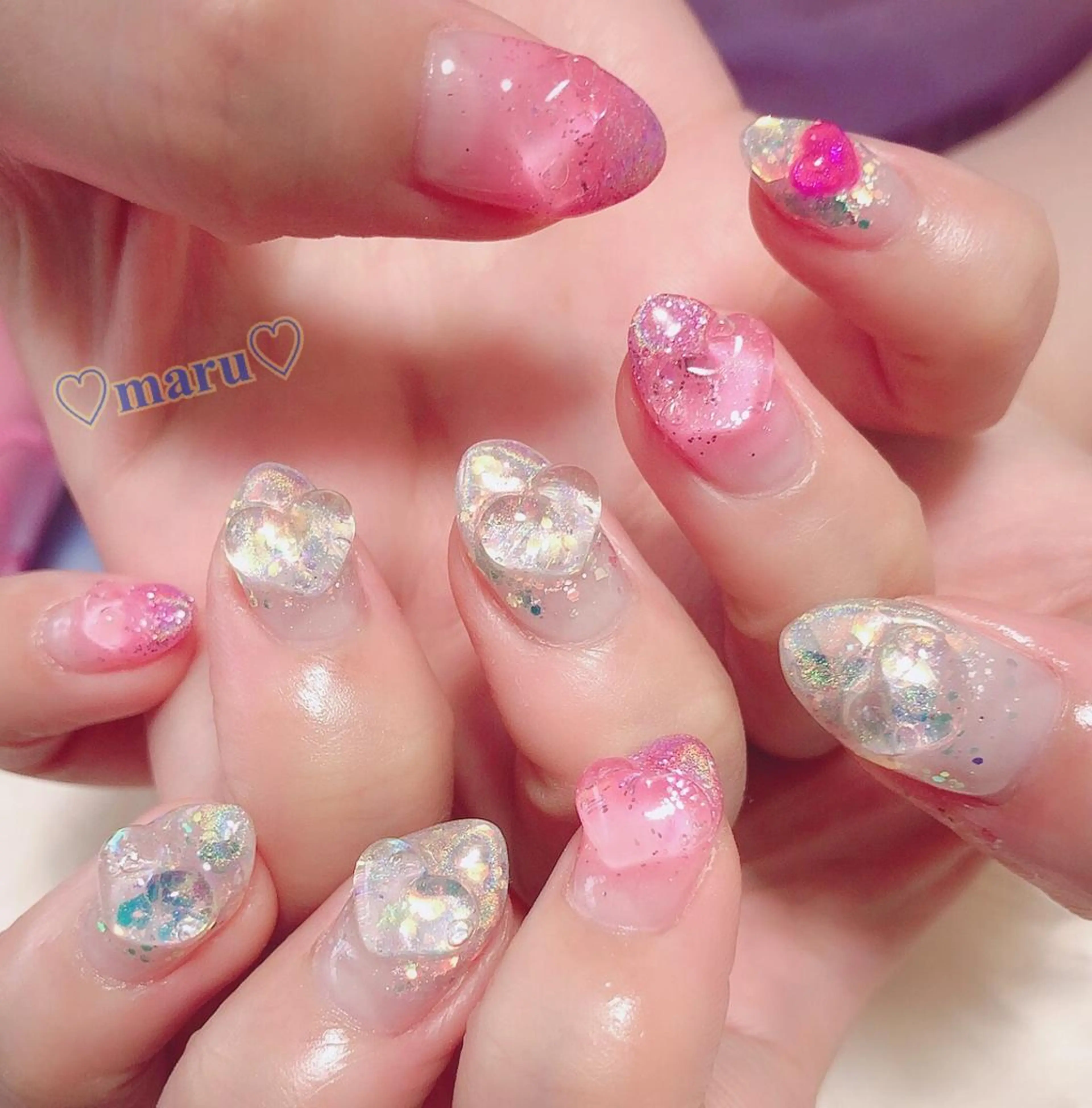 ネイル ハート ハンドネイル フットネイル まるみ ♡のネイルデザイン