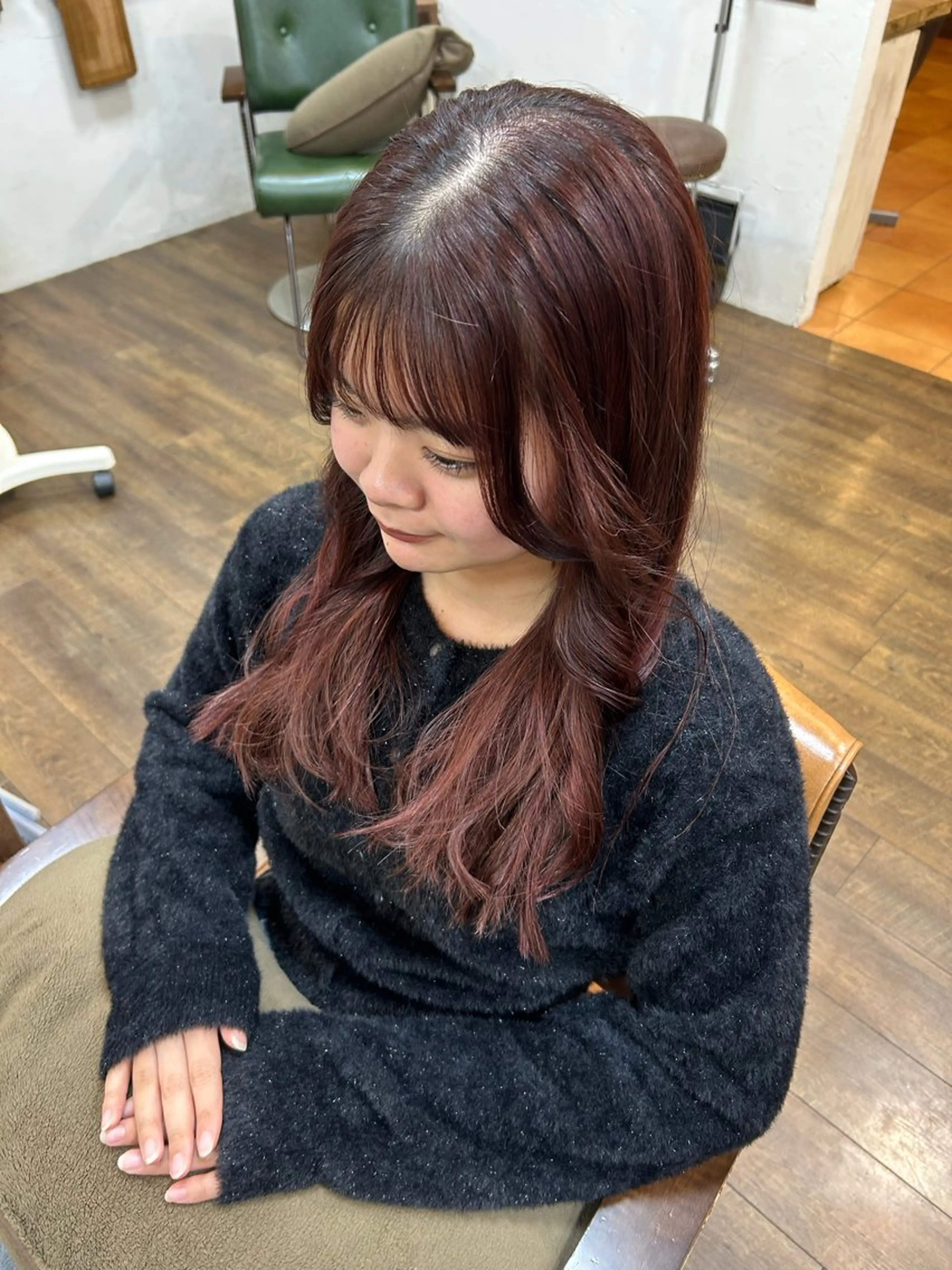 セミロング カラー ヘアアレンジ ブラウンカラー ピンクカラー ピンクブラウン chacha blanc元山のヘアスタイル