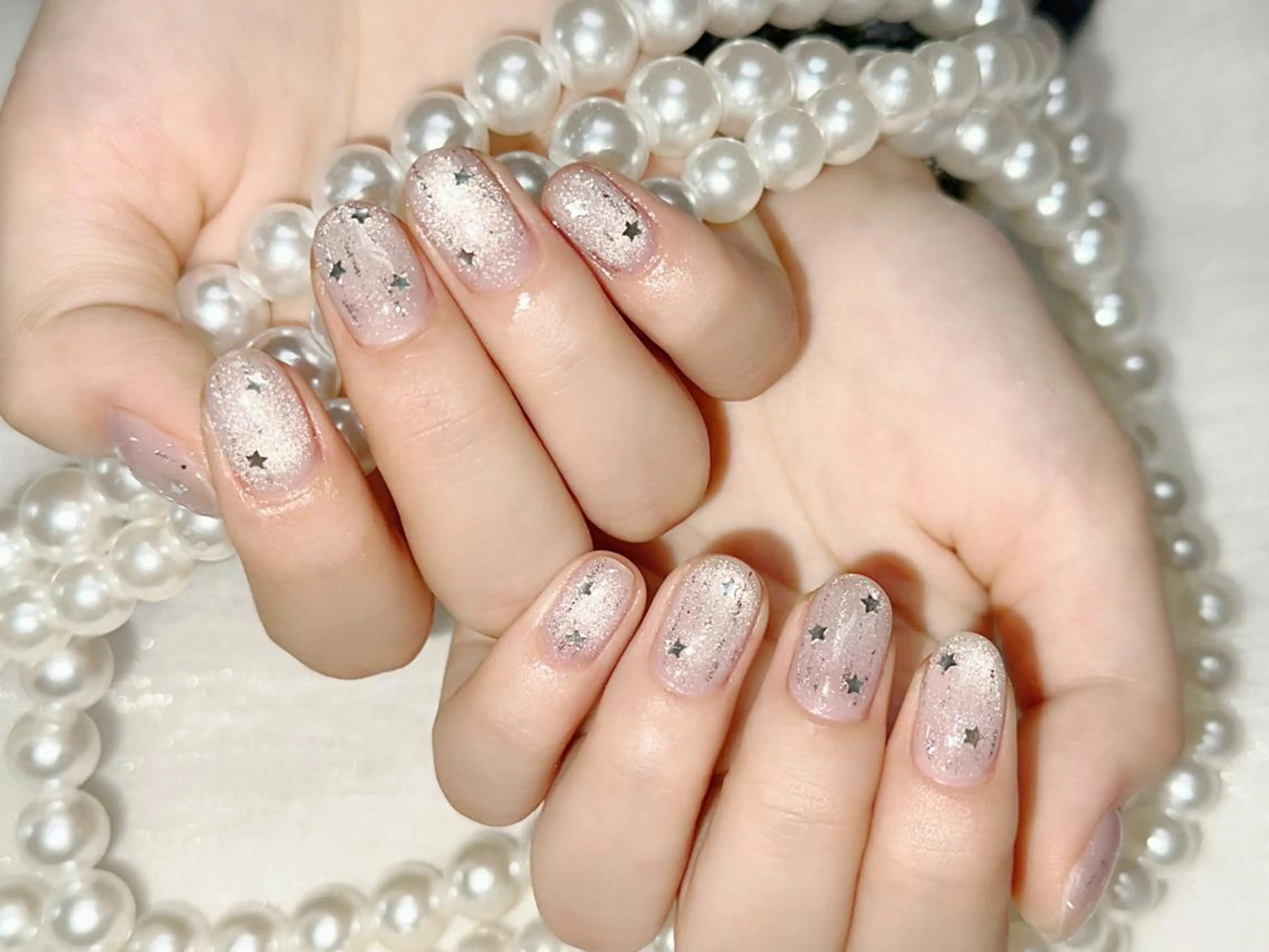 ネイル アートネイル クリアネイル 成人式 長さ出し フラッシュネイル ハンドネイル Ru na🍳のネイルデザイン