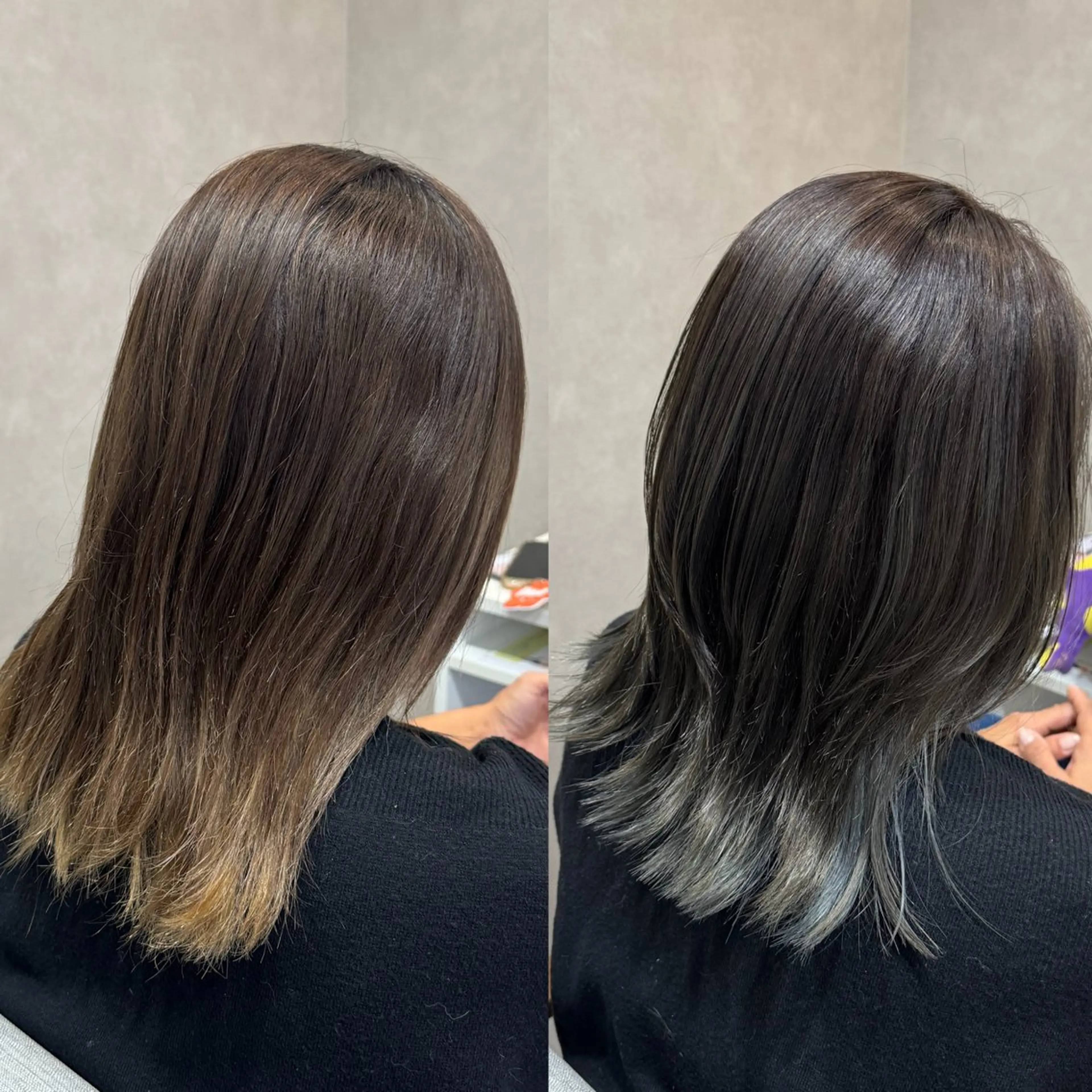 ミディアム カラー カット ヘアカラー トリートメント 艶髪/白髪ぼかし ヘッドスパ/大野結菜のヘアスタイル