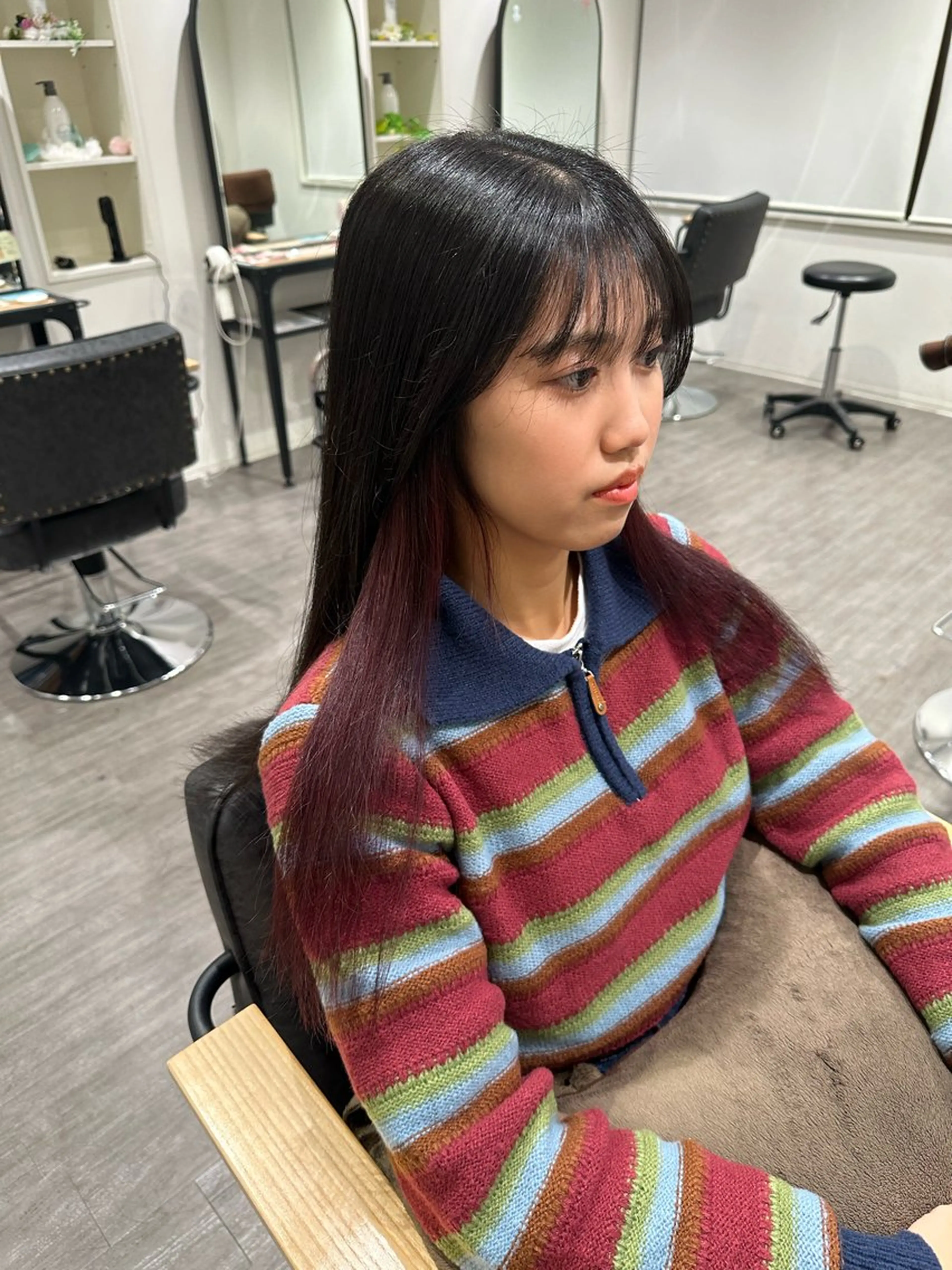 セミロング カラー ヘアカラー トリートメント 艶髪レイヤー上田 紗也🇰🇷💗のヘアスタイル