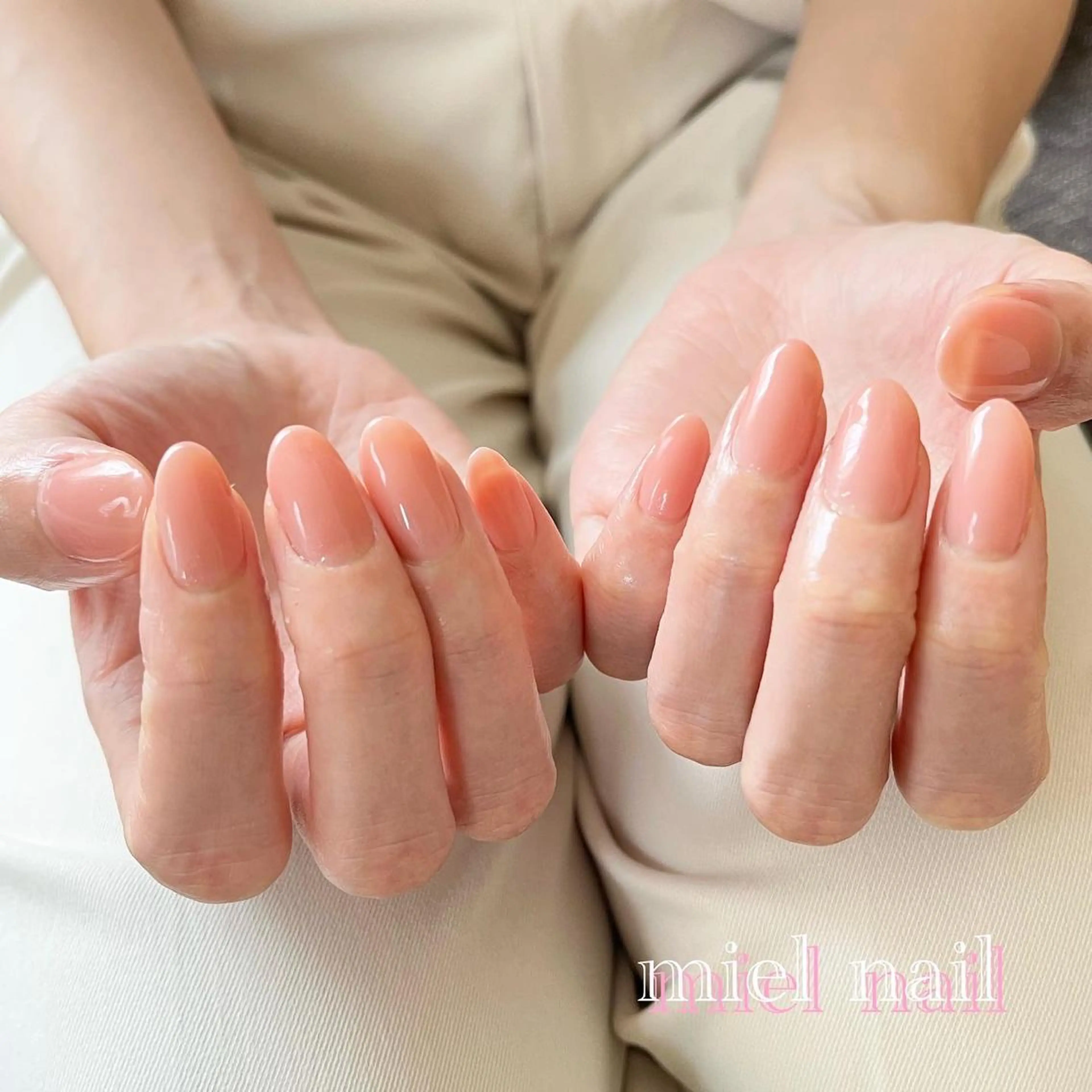 ネイル オフィスネイル ピンク シンプルネイル ハンドネイル miel nailのネイルデザイン