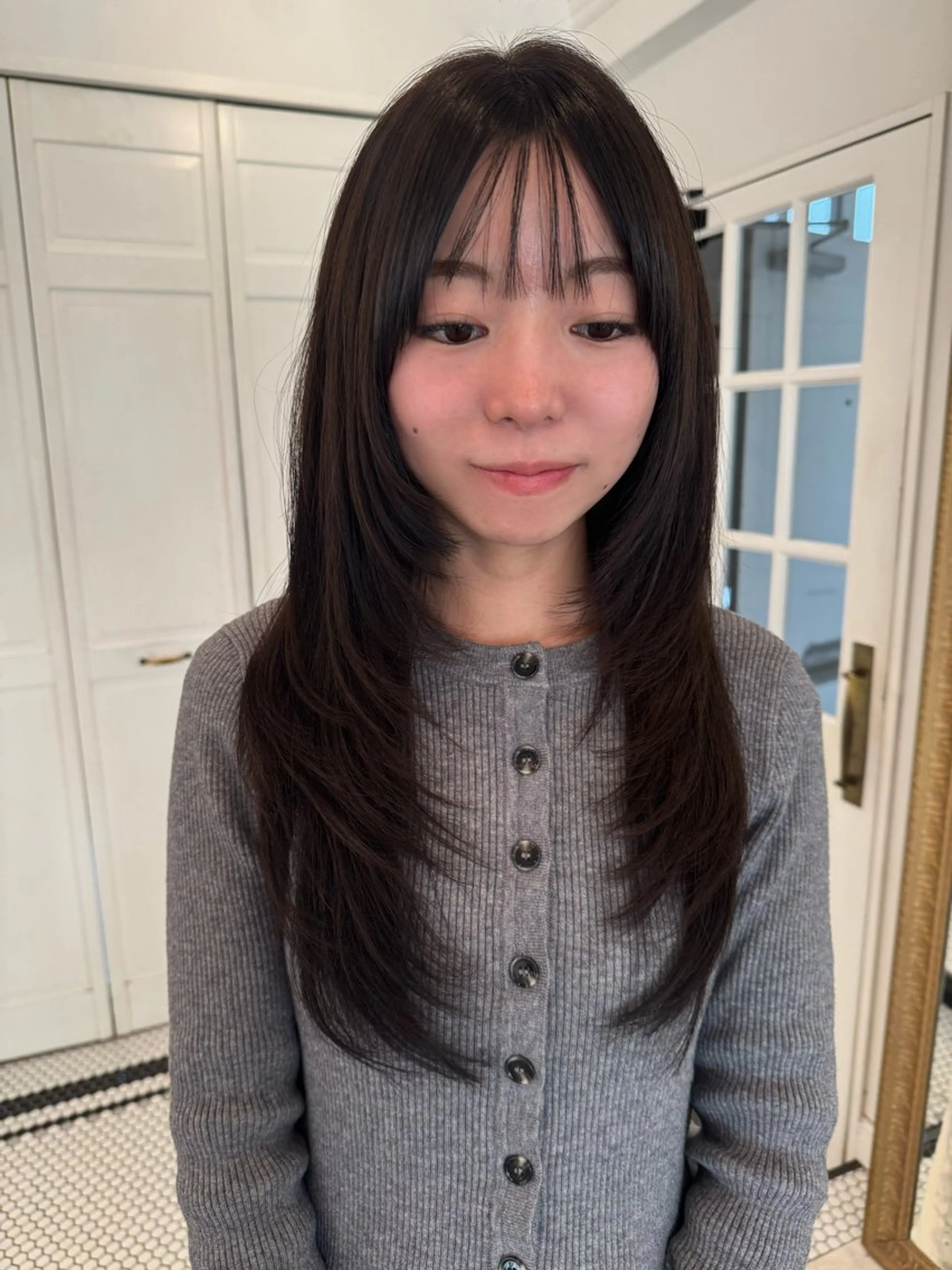 ロング カラー カット ヘアカラー ブリーチカラー🎀 韓国風/寺門美優のヘアスタイル