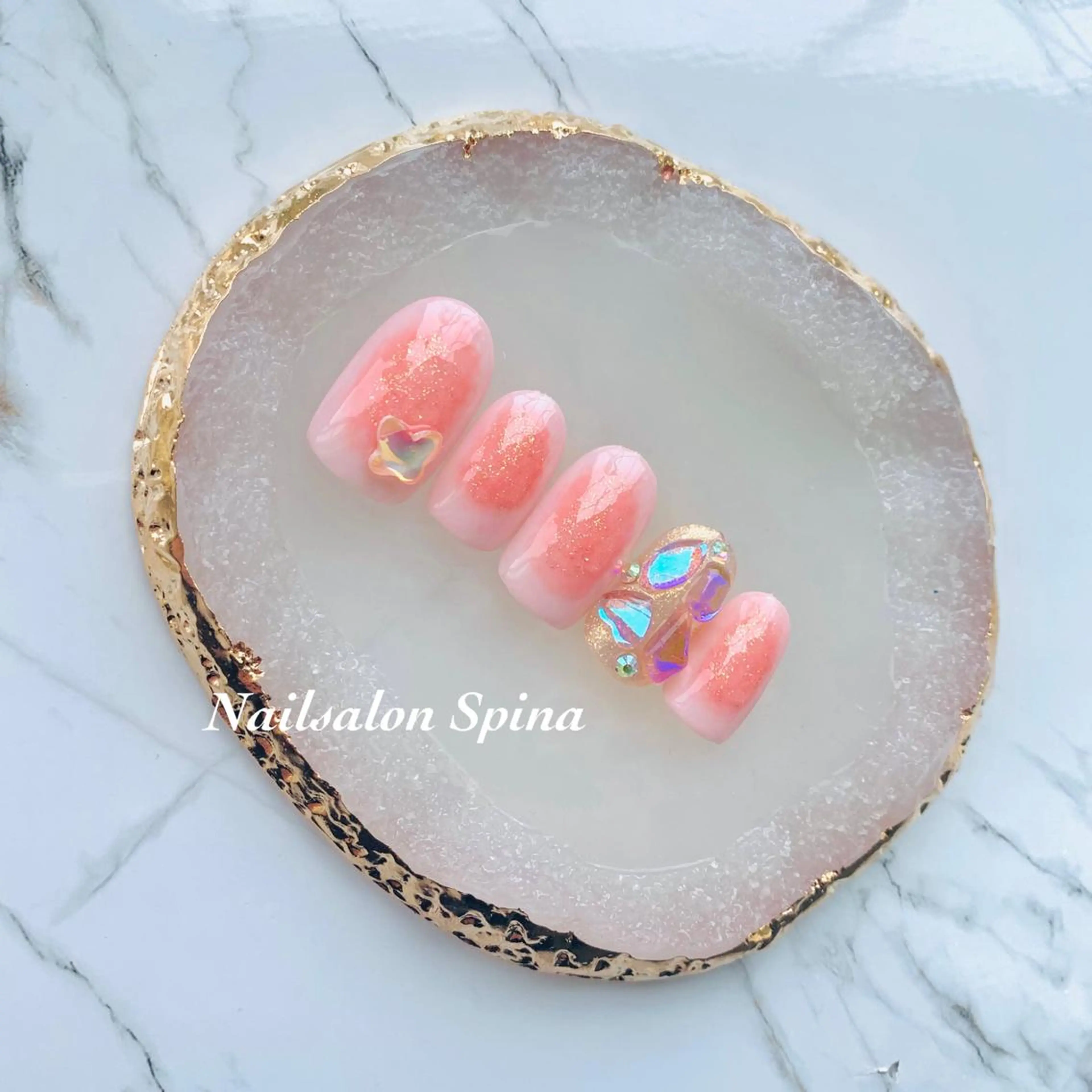 ネイル チークネイル ジェルネイル 韓国ネイル パラジェル ワンホンネイル Nailsalon Spina 琴美のネイルデザイン