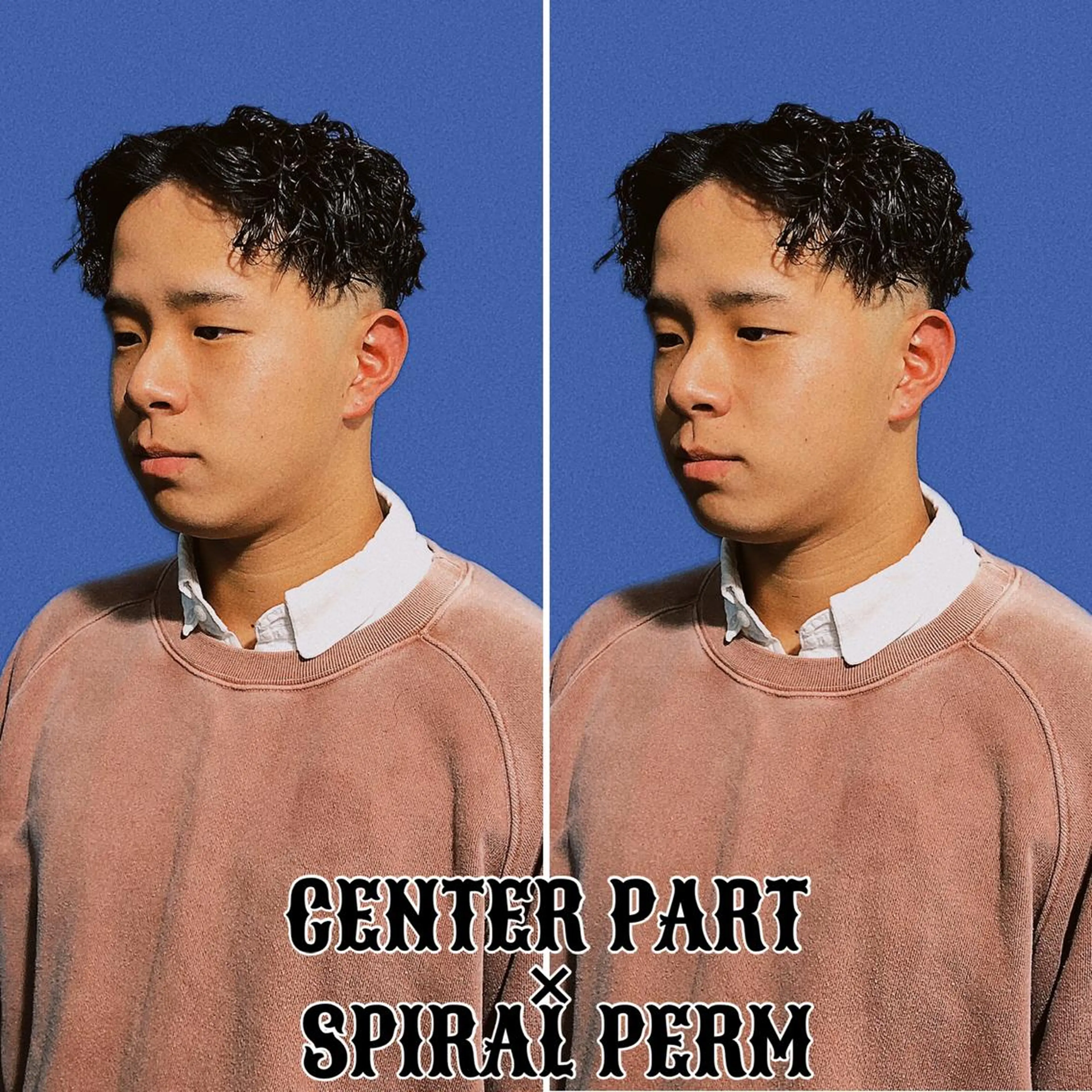 ミディアム カラー パーマ メンズ ミディアムパーマ フェードカット メンズハイトーン メンズパーマ ハイトーンカラー &CREW スタッフのヘアスタイル