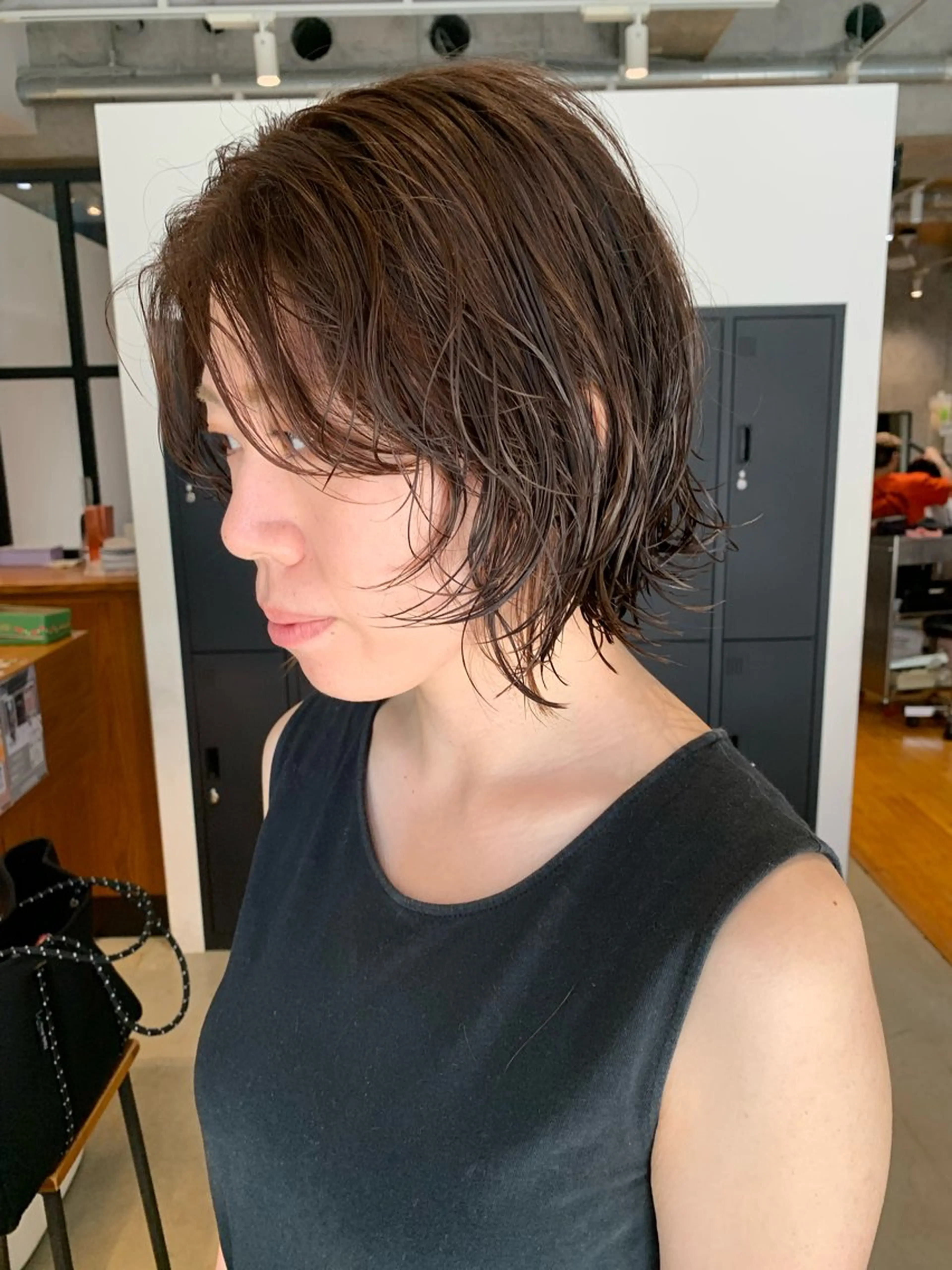 ショート カラー パーマ ボブ　くせ毛風パーマ 艶カラー/横山大樹のヘアスタイル