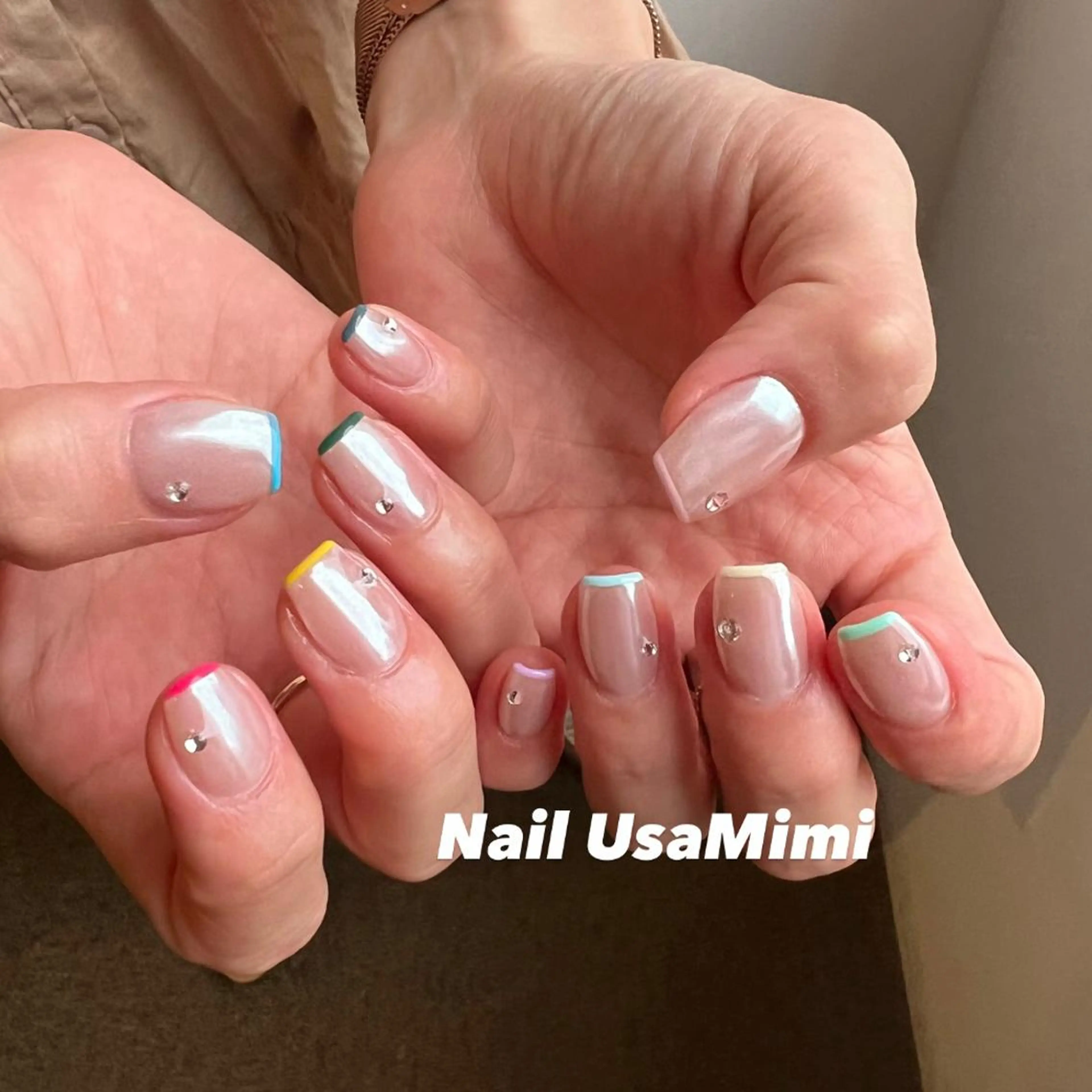 ネイル オーロラネイル フットネイル ジェルネイル 氷ネイル・うるうるネイル キラキラネイル 本町ネイルNail UsaMimiのネイルデザイン