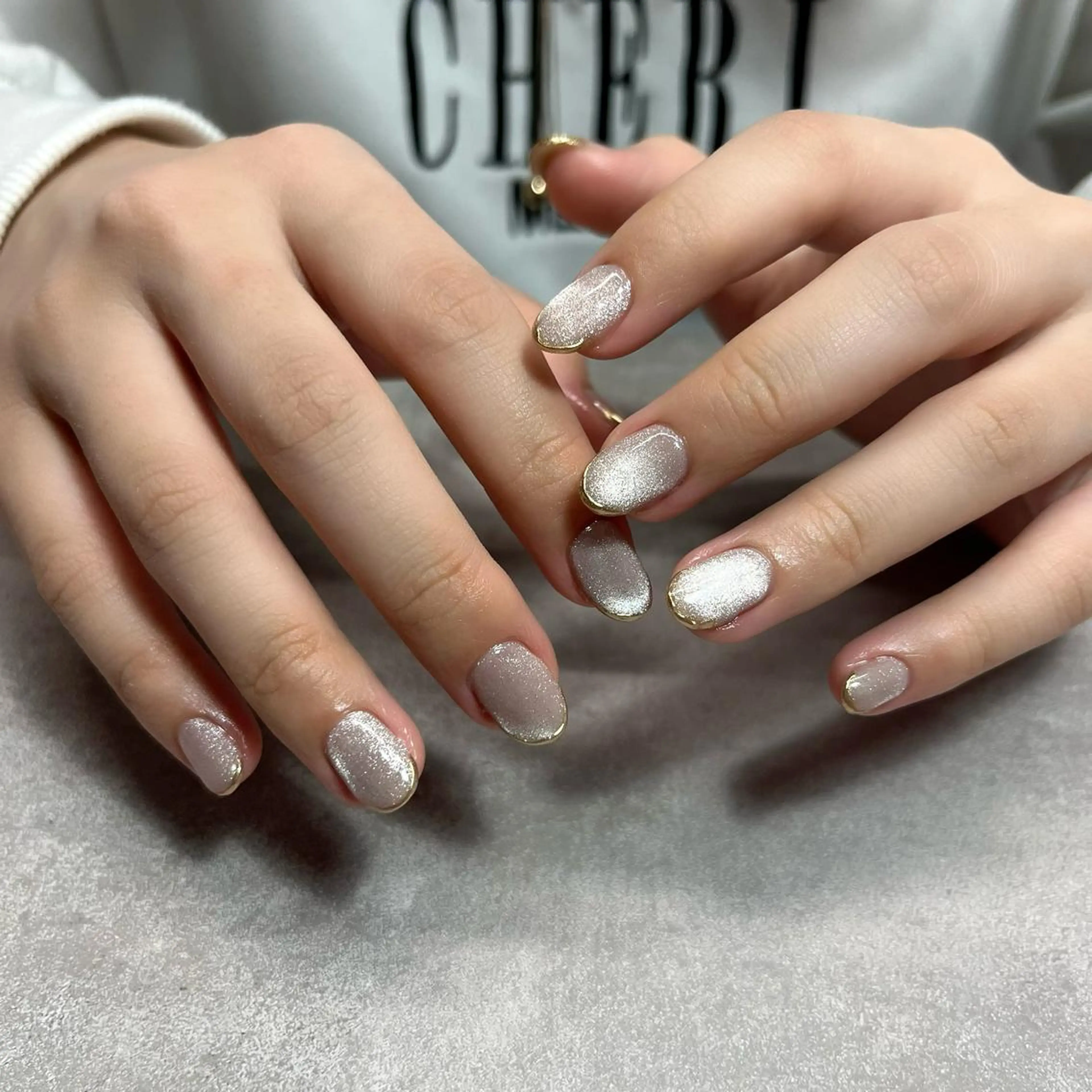 ネイル フレンチネイル マグネットネイル ミラーネイル Koa nails.のネイルデザイン
