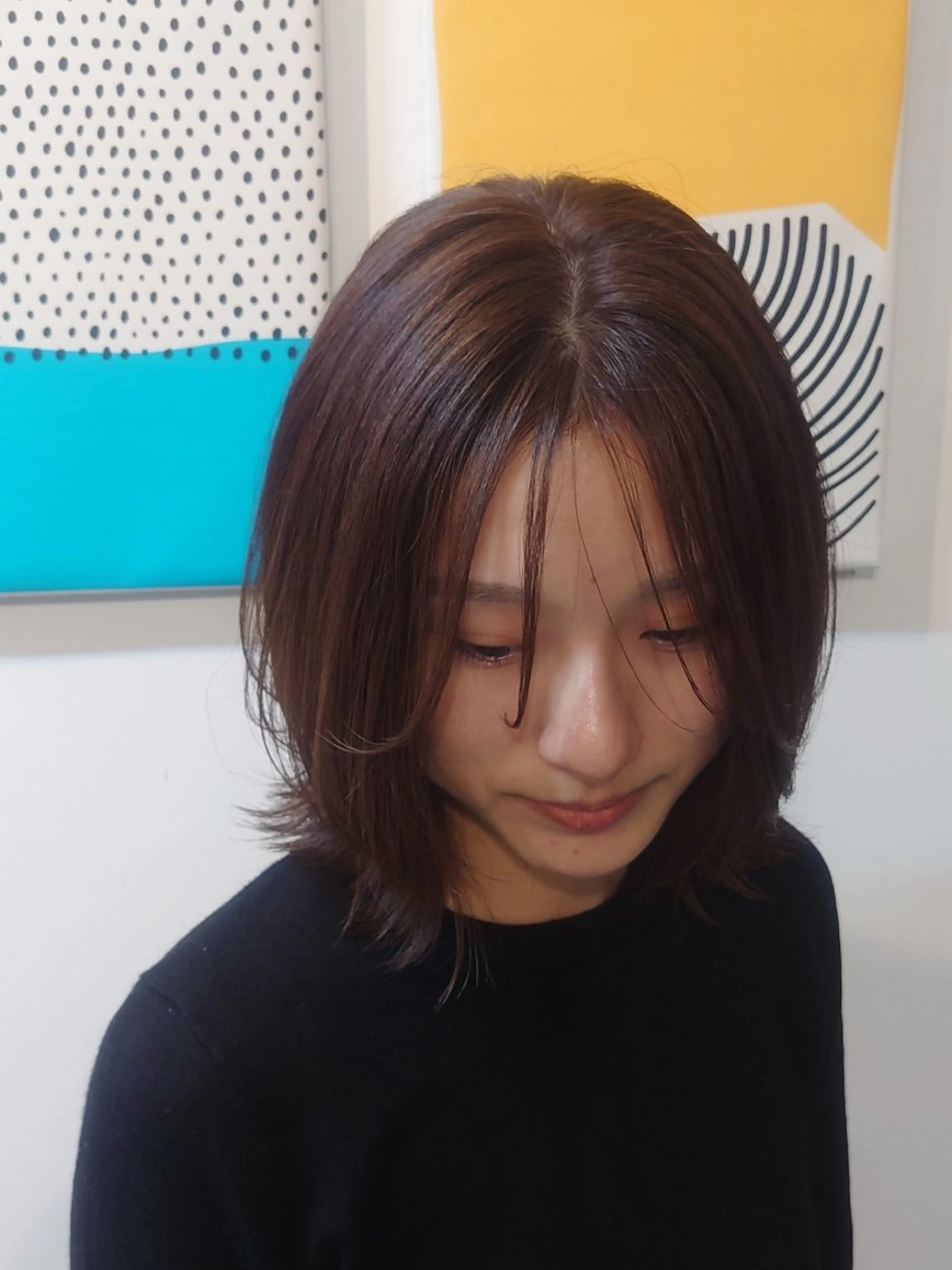 ミディアム シースルーバング aimée 神戸 オヤナギ　ユキ🦄のヘアスタイル