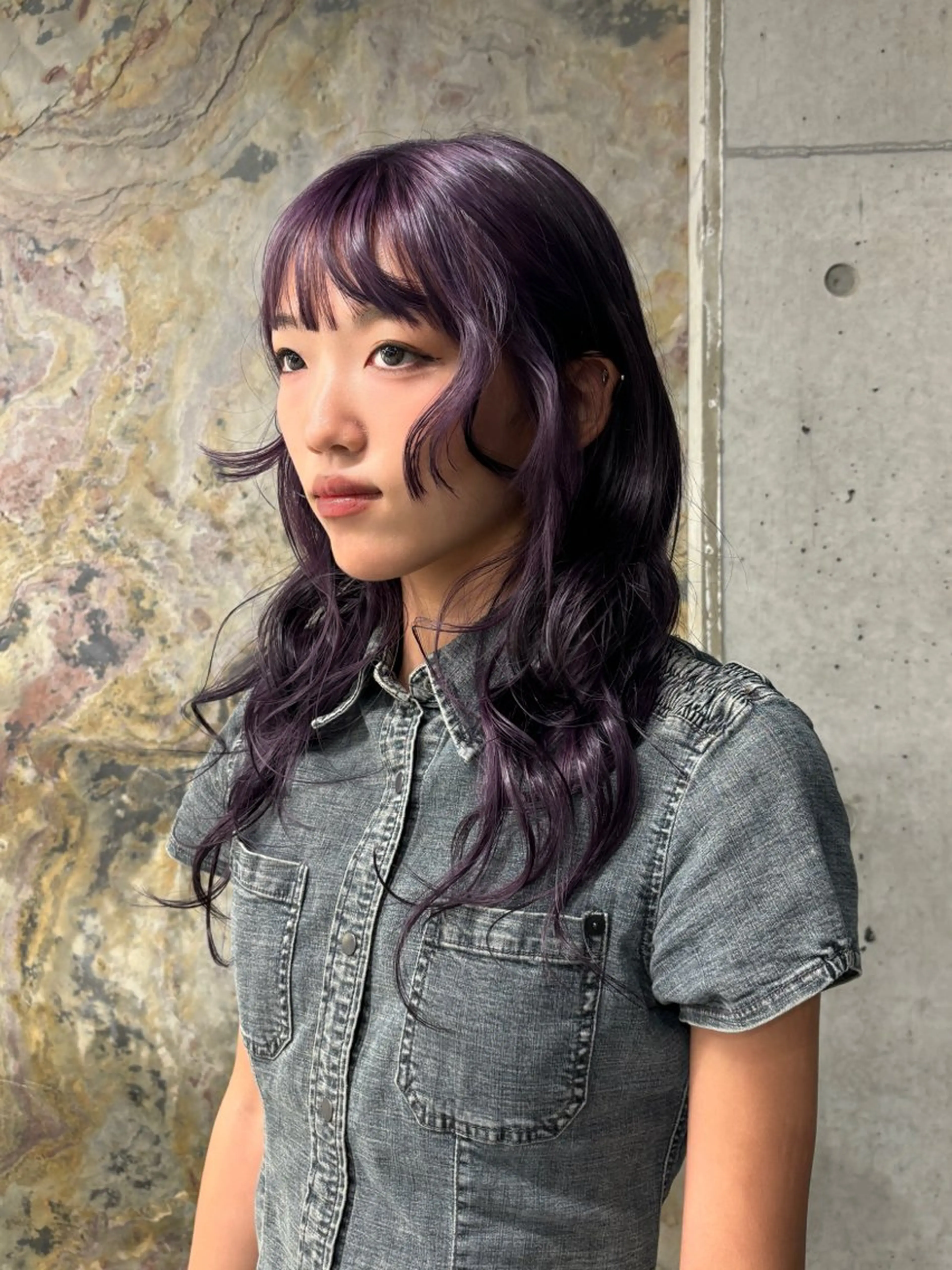 セミロング カラー 中川 舞依のヘアスタイル