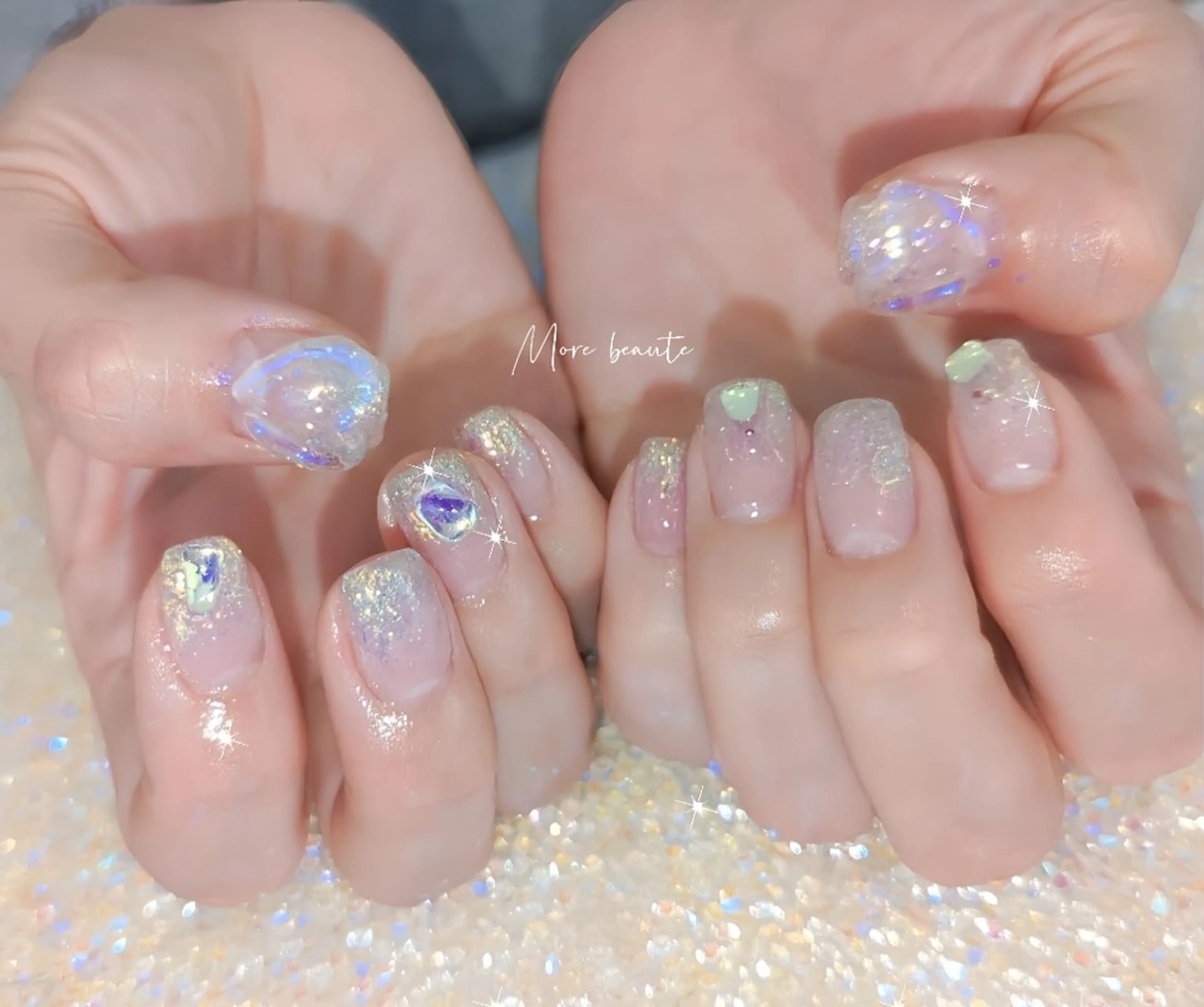 ネイル 長さ出し ジェルネイル ハート 韓国ネイル マグネットネイル ハンドネイル I LOVE ME  NAIL.｡.:*♡のネイルデザイン