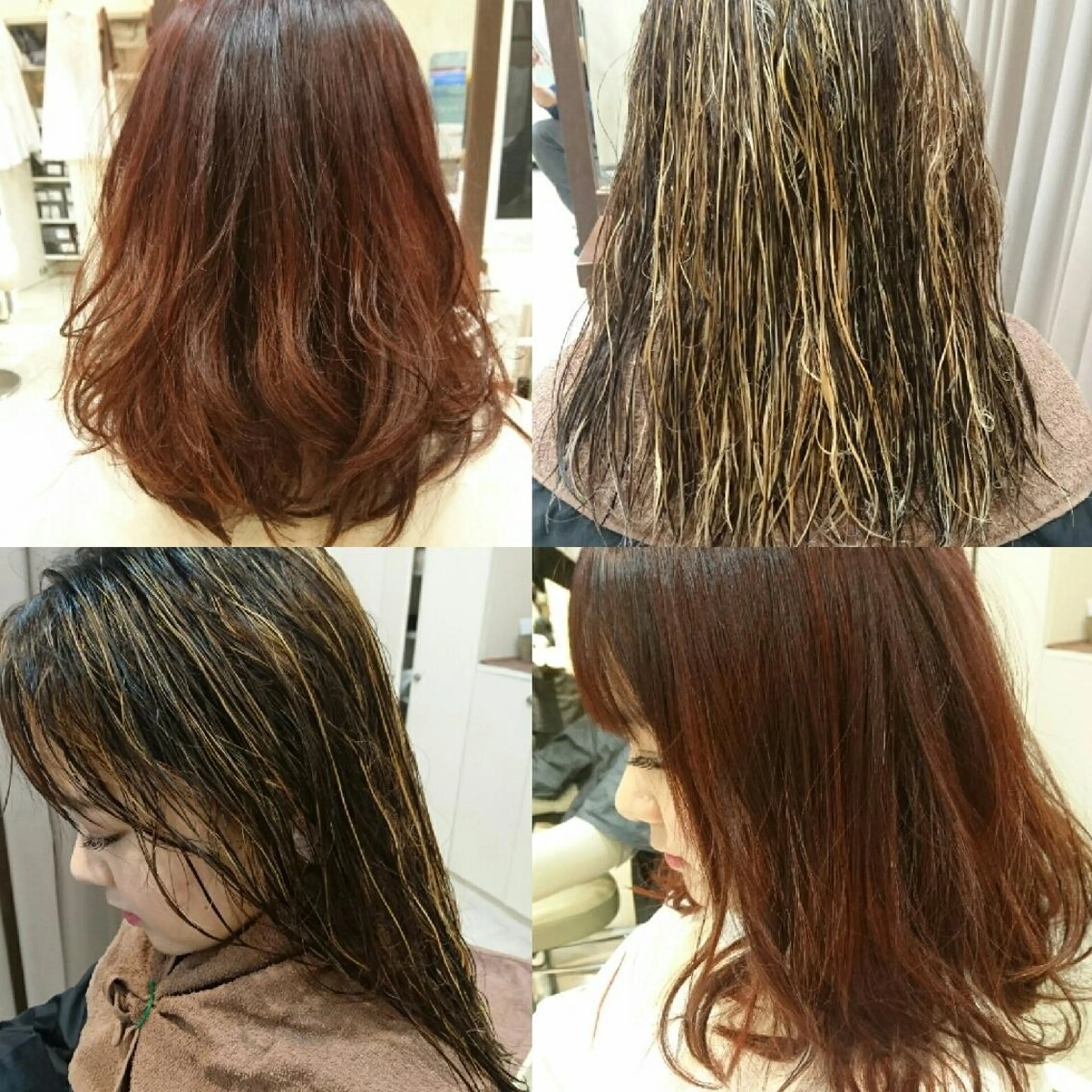 セミロング カラー タッセルボブ× 美髪・髪質改善のヘアスタイル