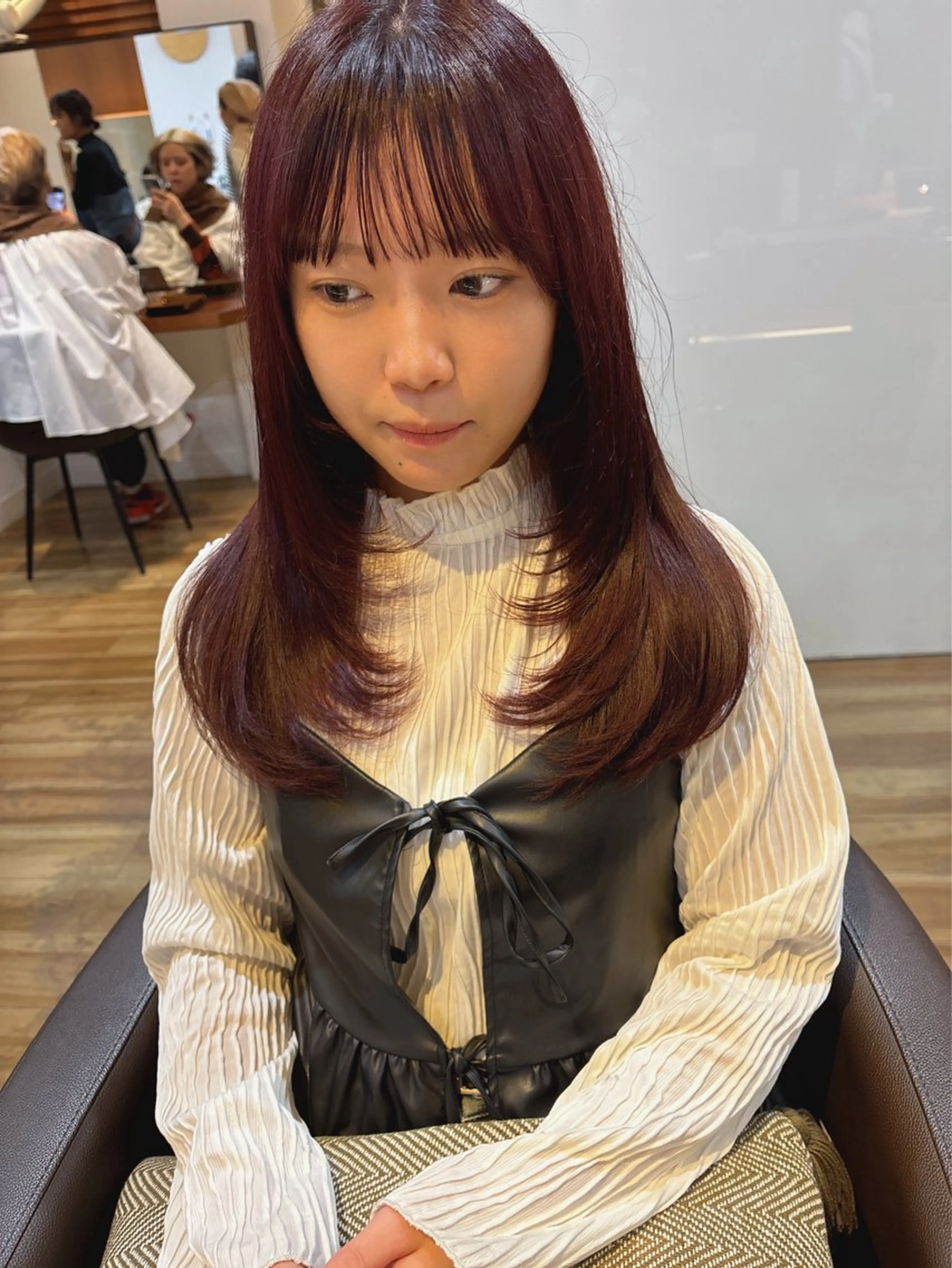 ロング カラー レイヤーカット カット ヘアカラー トリートメント レイヤーカット /透明感/千葉怜寿のヘアスタイル