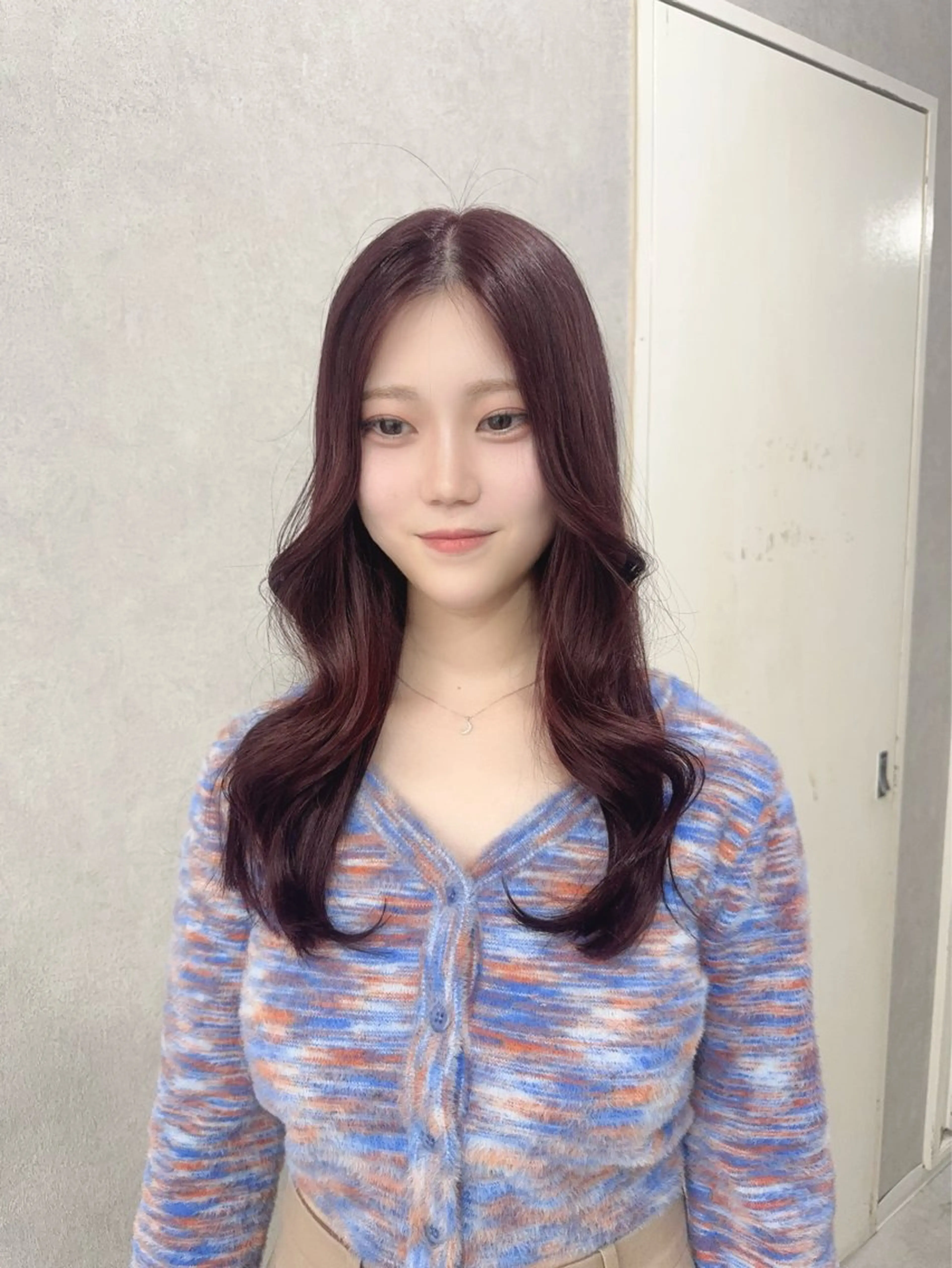 ロング カラー ボルドーカラー カシス ラベンダーカラー ピンクカラー ピンクラベンダー カット ヘアカラー トリートメント 赤み無し柔らかカラー 【梅田】madokaのヘアスタイル