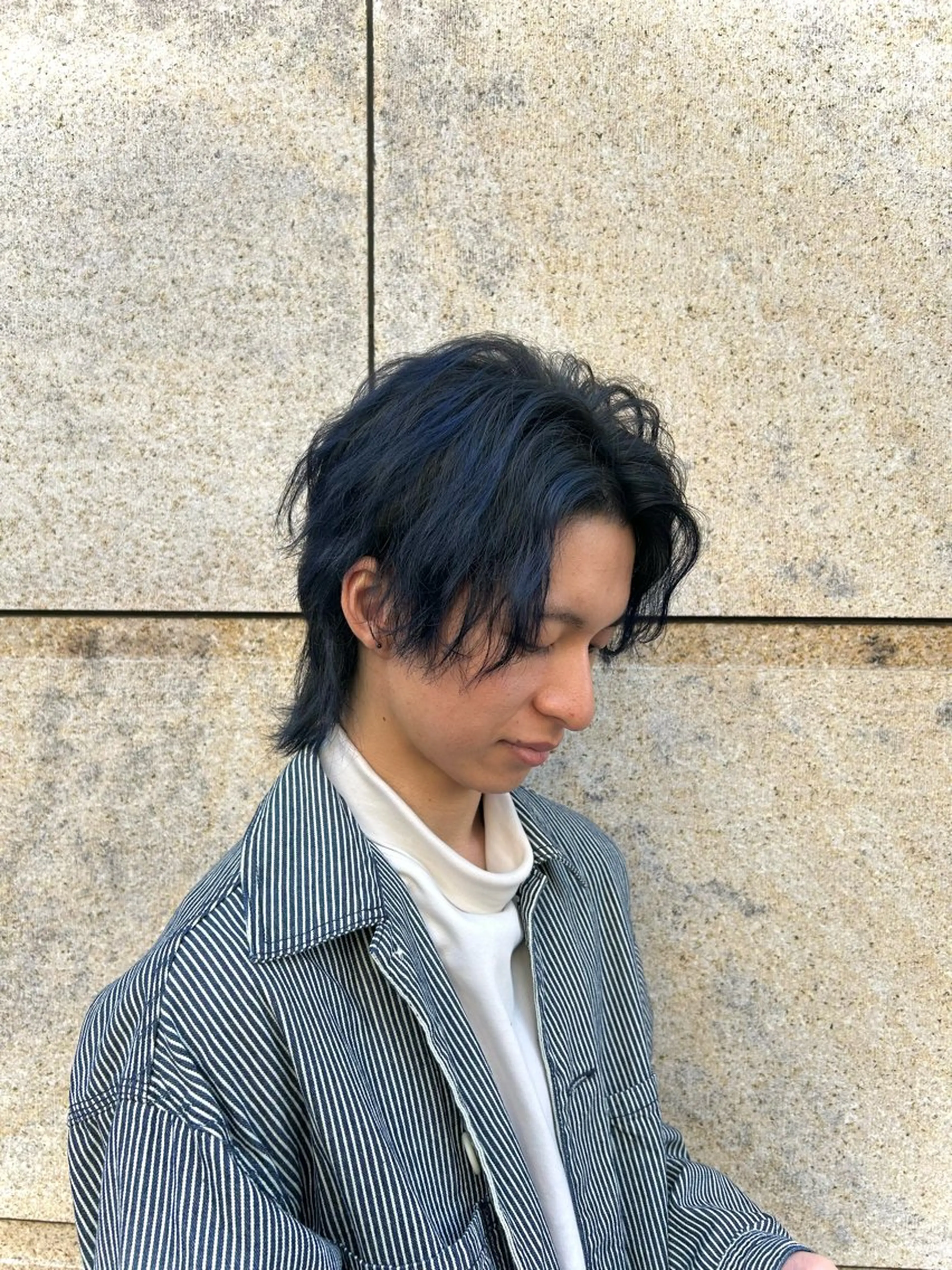 ショート カラー メンズ マッシュウルフ マッシュ メンズウルフカット 黒髪 ブルーカラー カット ヘアカラー トリートメント 艶カラー吉祥寺🌸 KAZUEのヘアスタイル