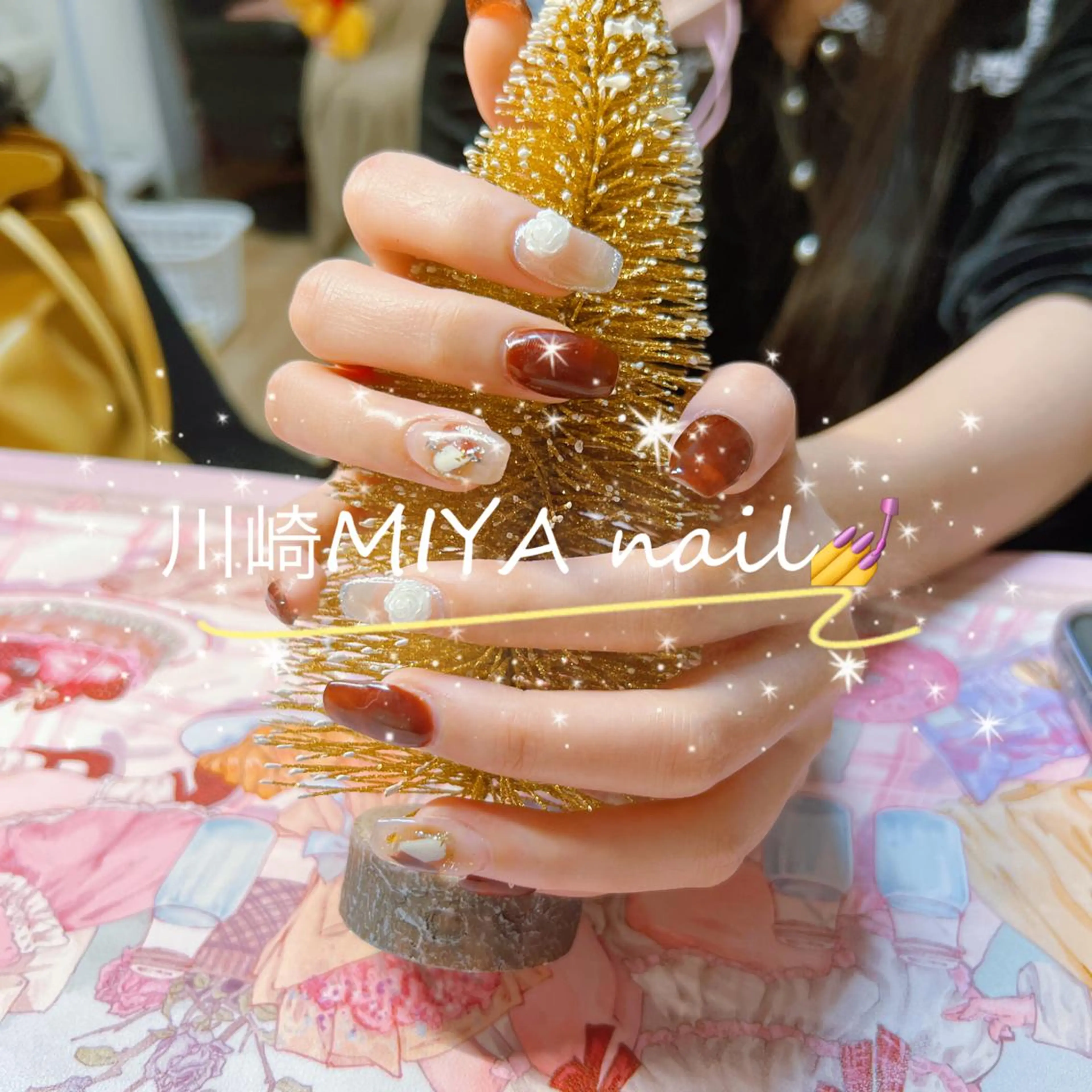 セミロング ハンドネイル ハンドケア 💜MIYA nail川崎店のネイルデザイン