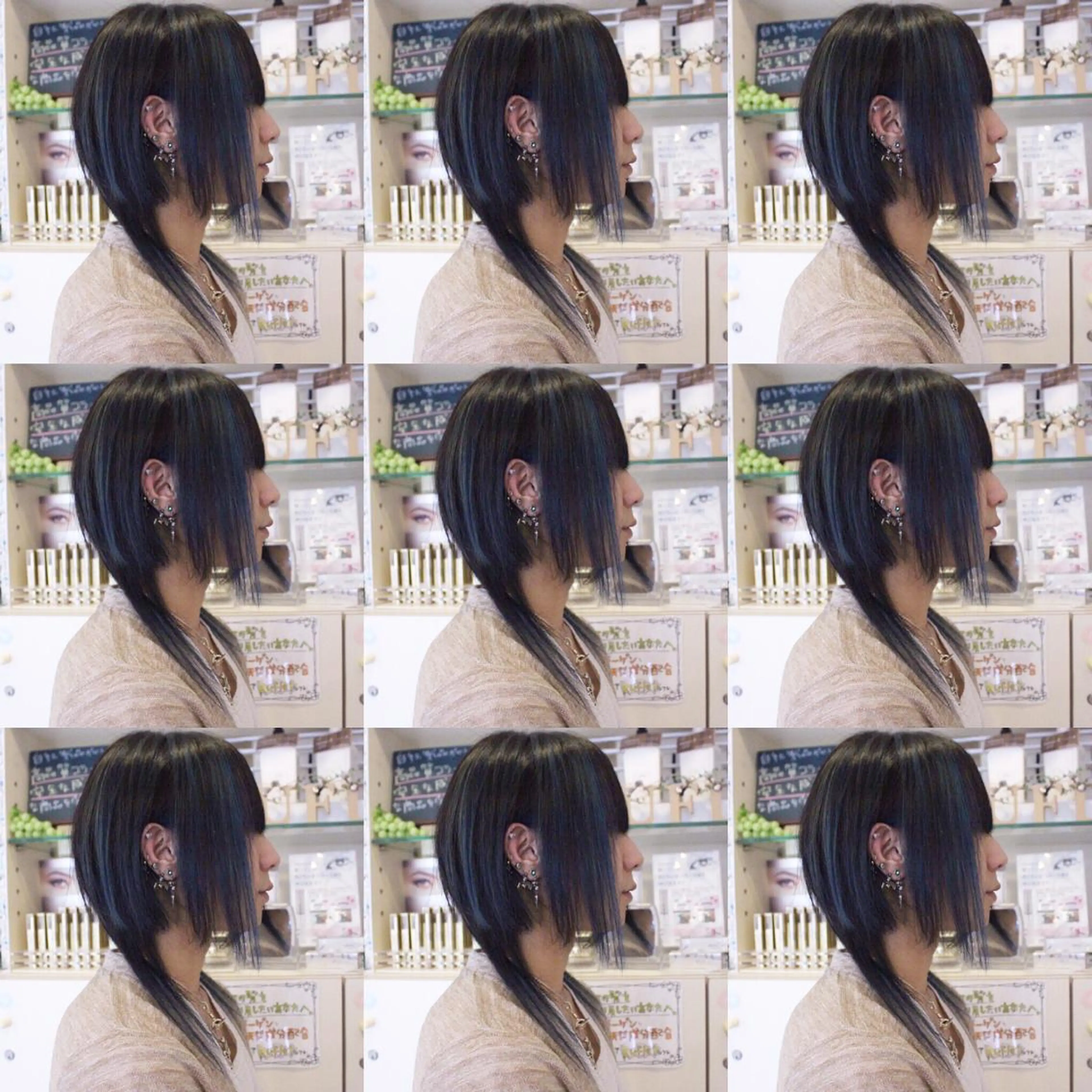 ミディアム カラー ブルーカラー デザインカラー インナーカラー 松本 美香のヘアスタイル