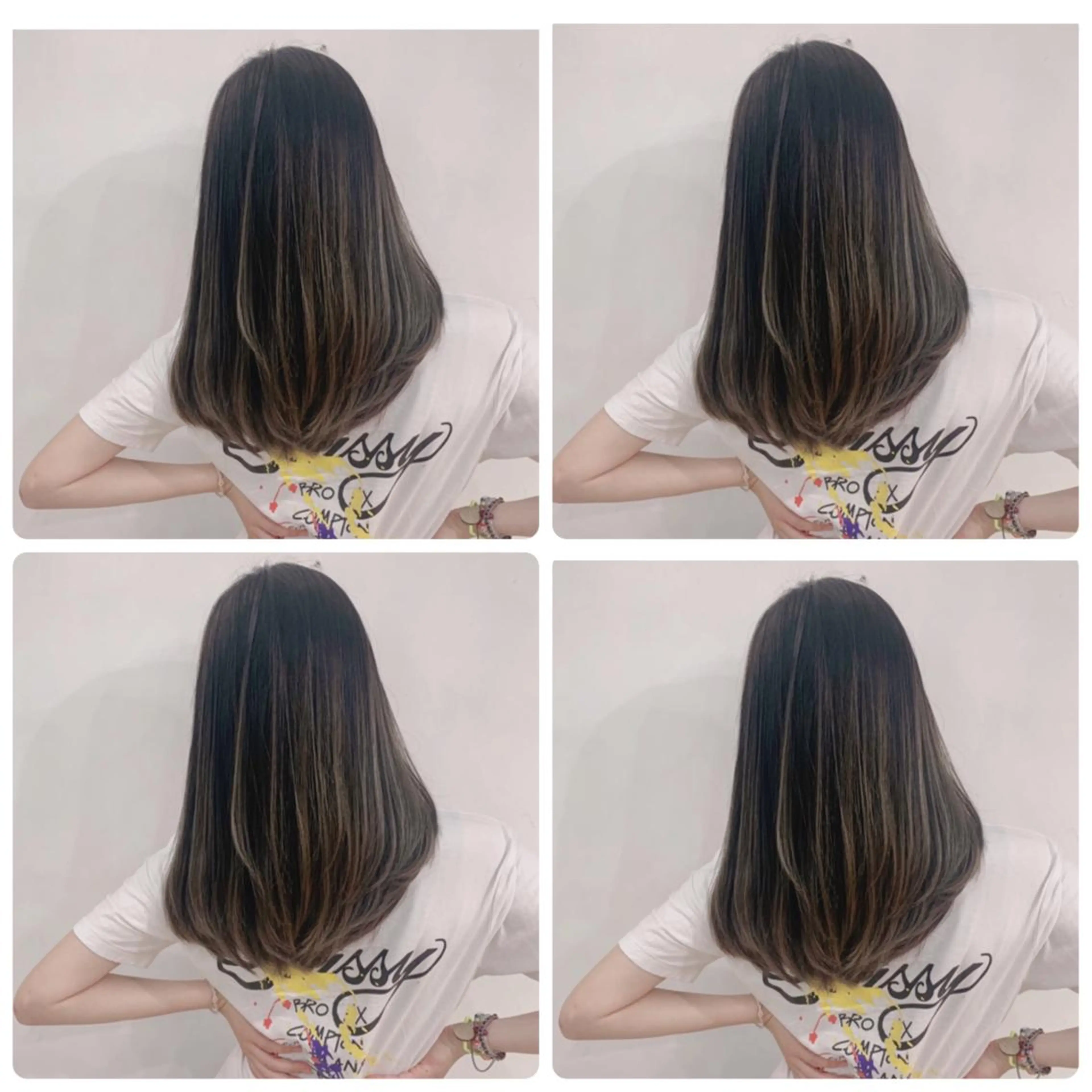 ミディアム カラー アッシュ バレイヤージュ ブリーチ デザインカラー グレージュ カット ヘアカラー トリートメント 京都大人女性ショート 徒歩1分/秋山のヘアスタイル