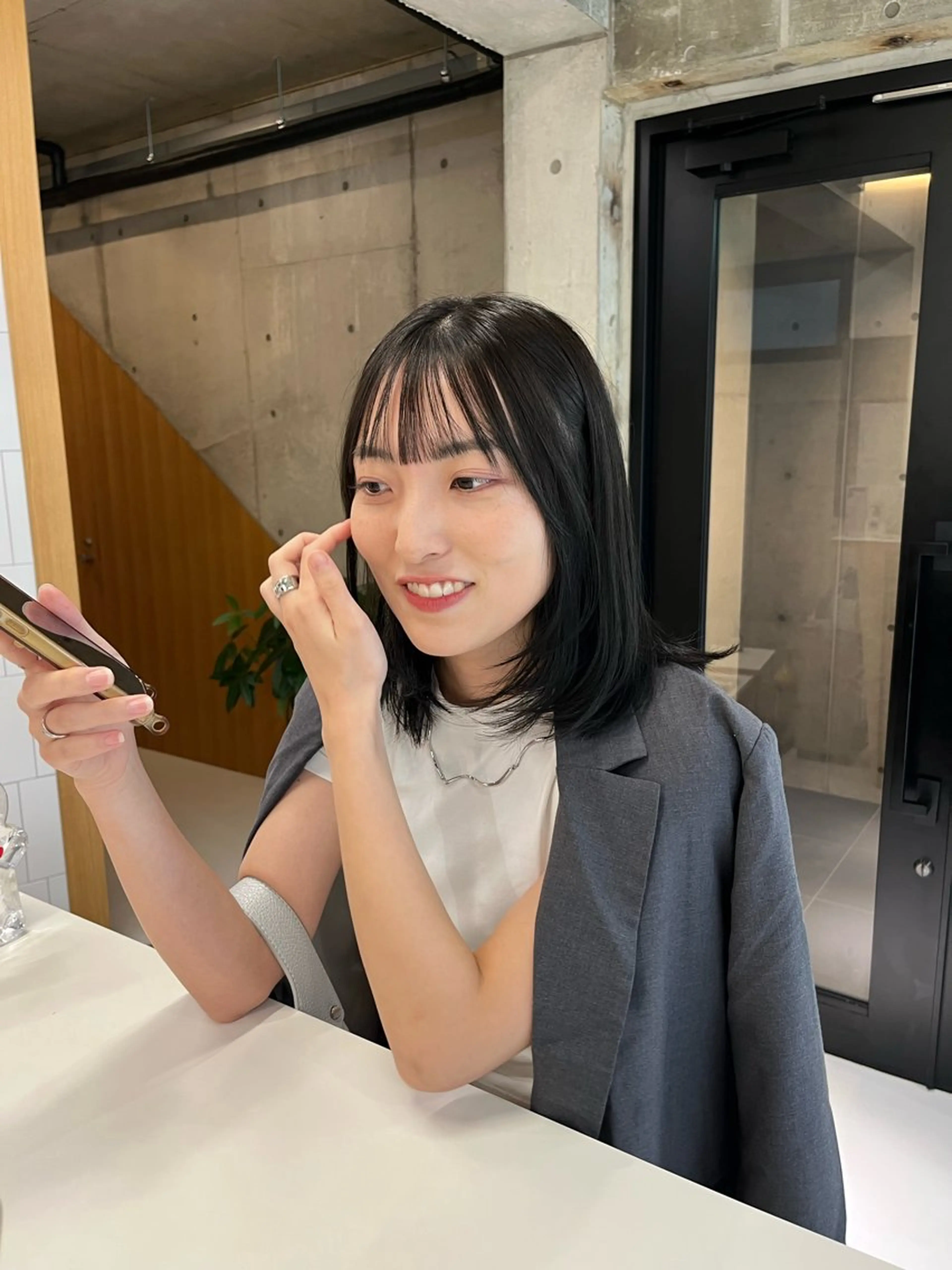 ミディアム カラー レイヤーカット カット ヘアカラー トリートメント nagi所属・横田直也／韓国風 レイヤーカット／千種のヘアスタイル