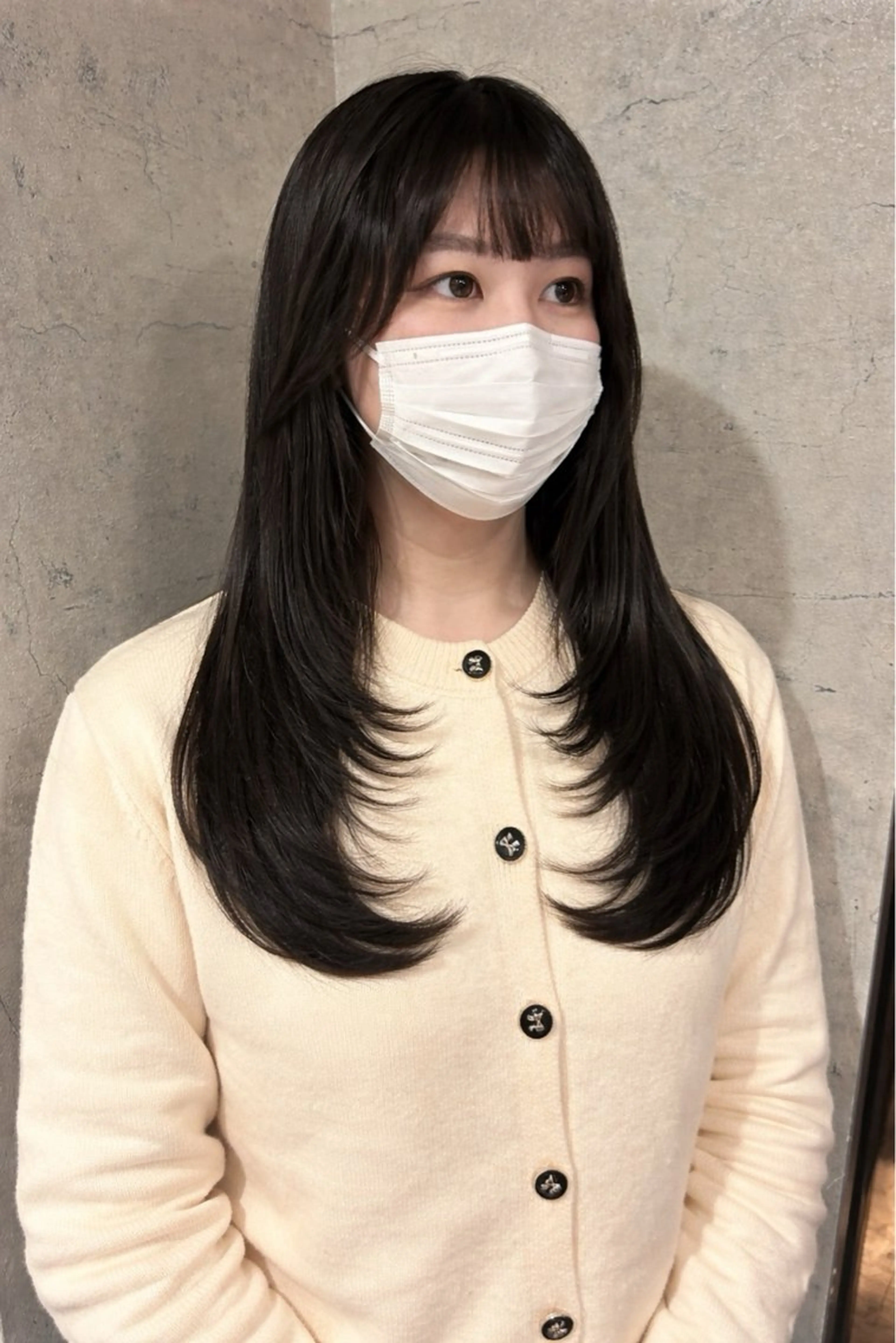 セミロング カラー ダークグレー ダークグレージュ グレージュ レイヤーカット カット ヘアカラー トリートメント パーソナルカラー 診断🍀マリンのヘアスタイル