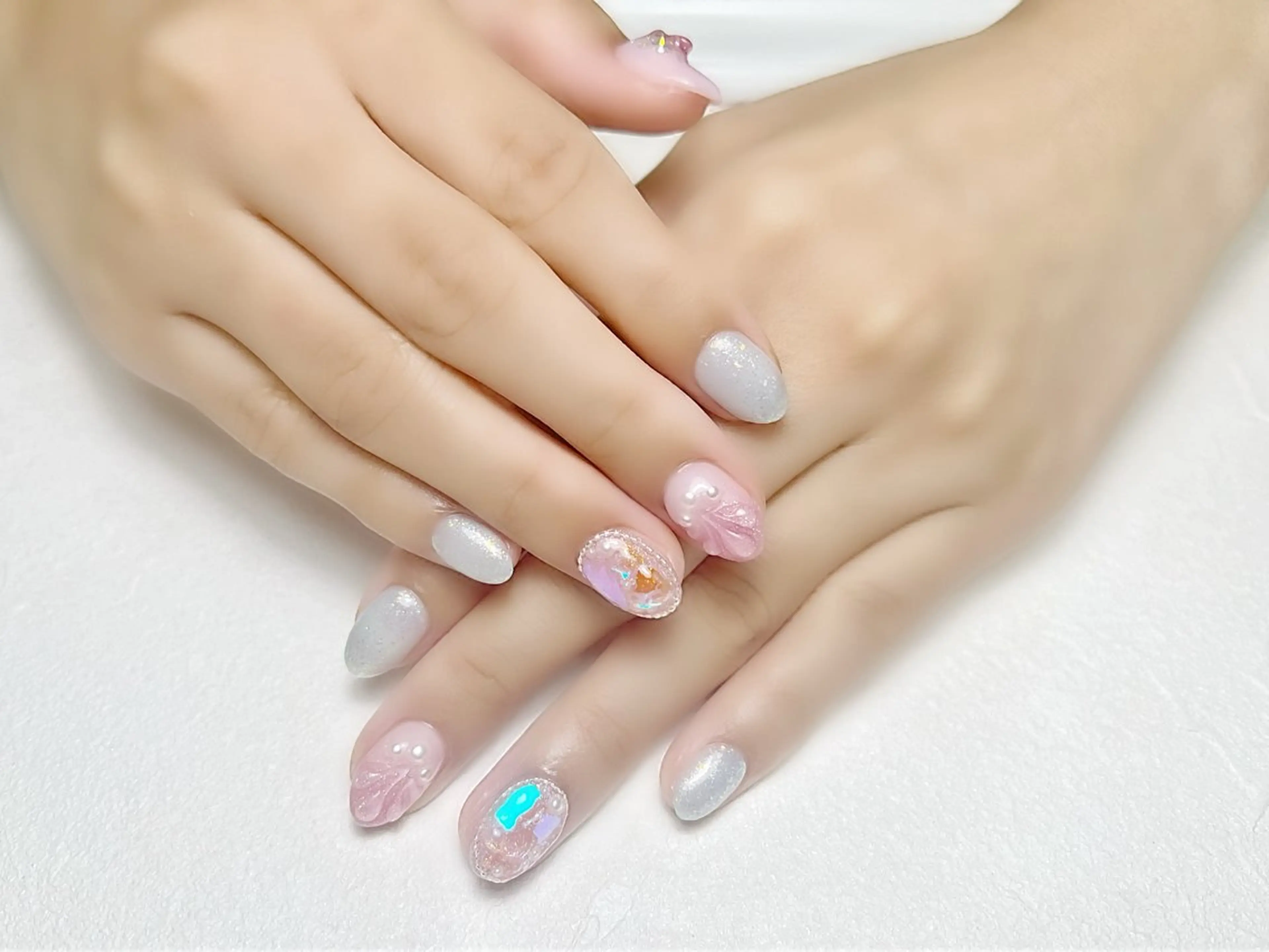 ネイル 氷ネイル・うるうるネイル ラメ(グリッター) ピンク 夏ネイル rouse nail RISATOのネイルデザイン