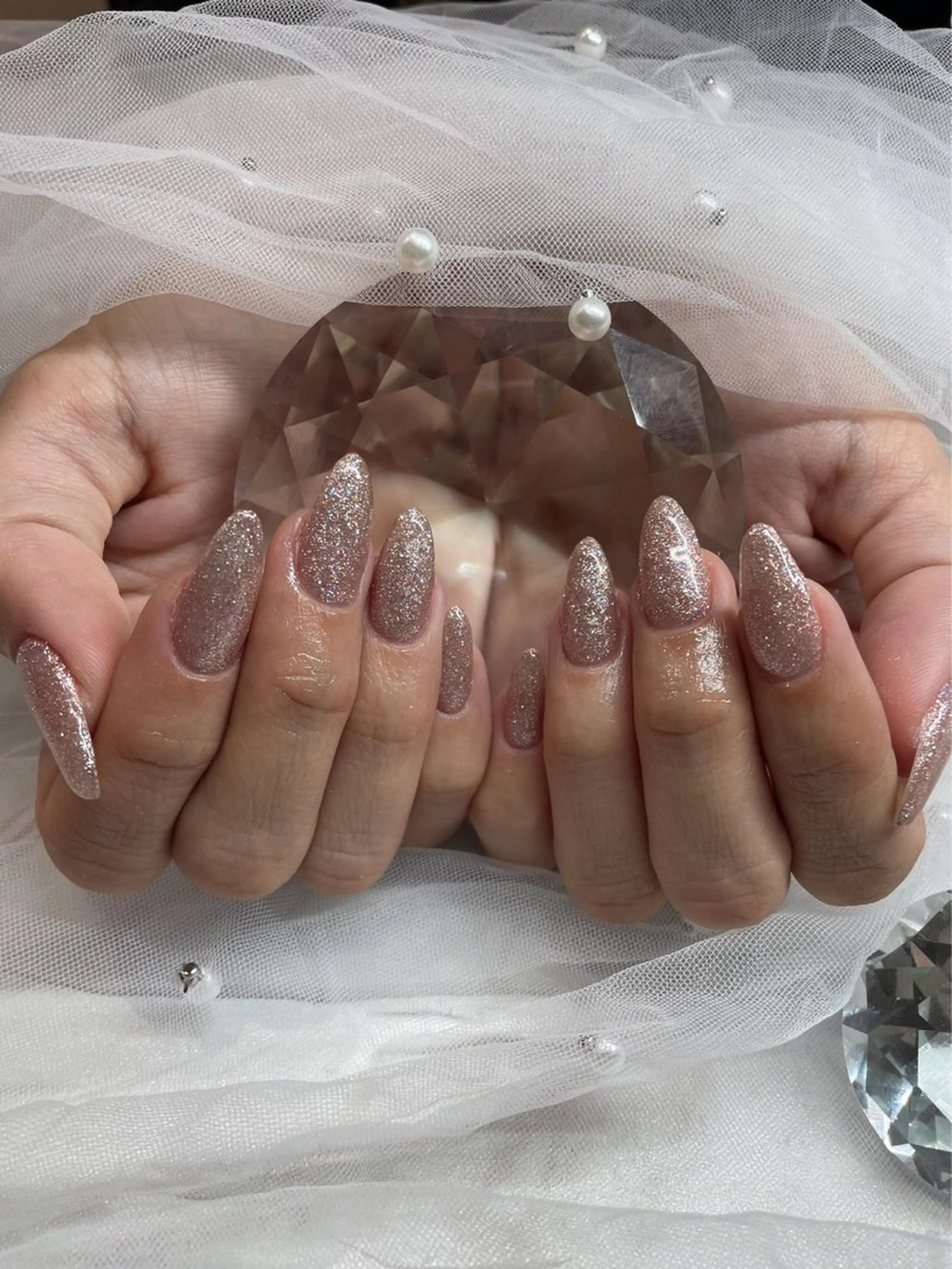 ネイル ラメ(グリッター) ワンカラーネイル アモーレビューティー HIDEMIのマツエク・マツパデザイン