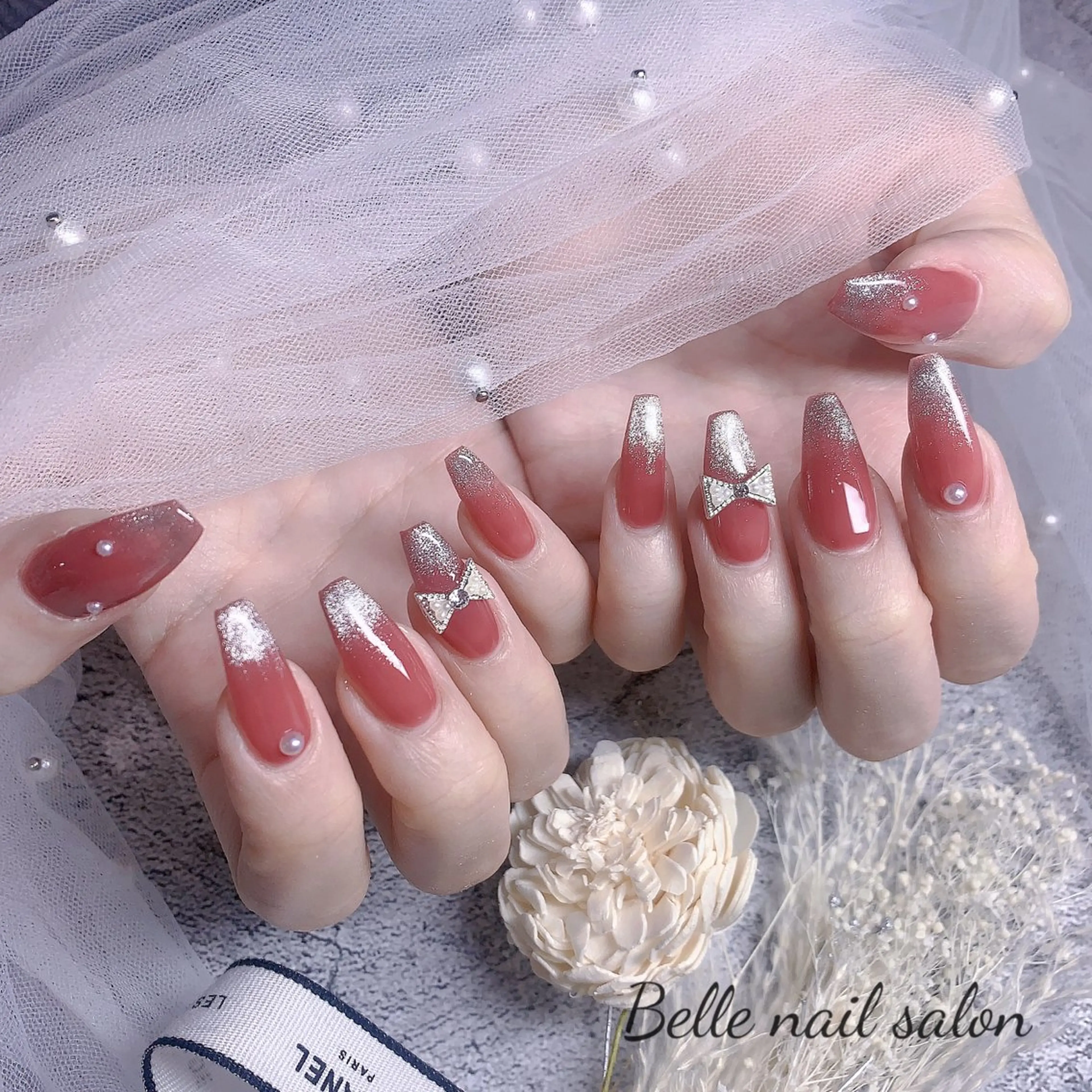 ネイル オーロラネイル 長さ出し フットネイル 韓国ネイル ラメ(グリッター) Belle nail salon 新小岩のネイルデザイン