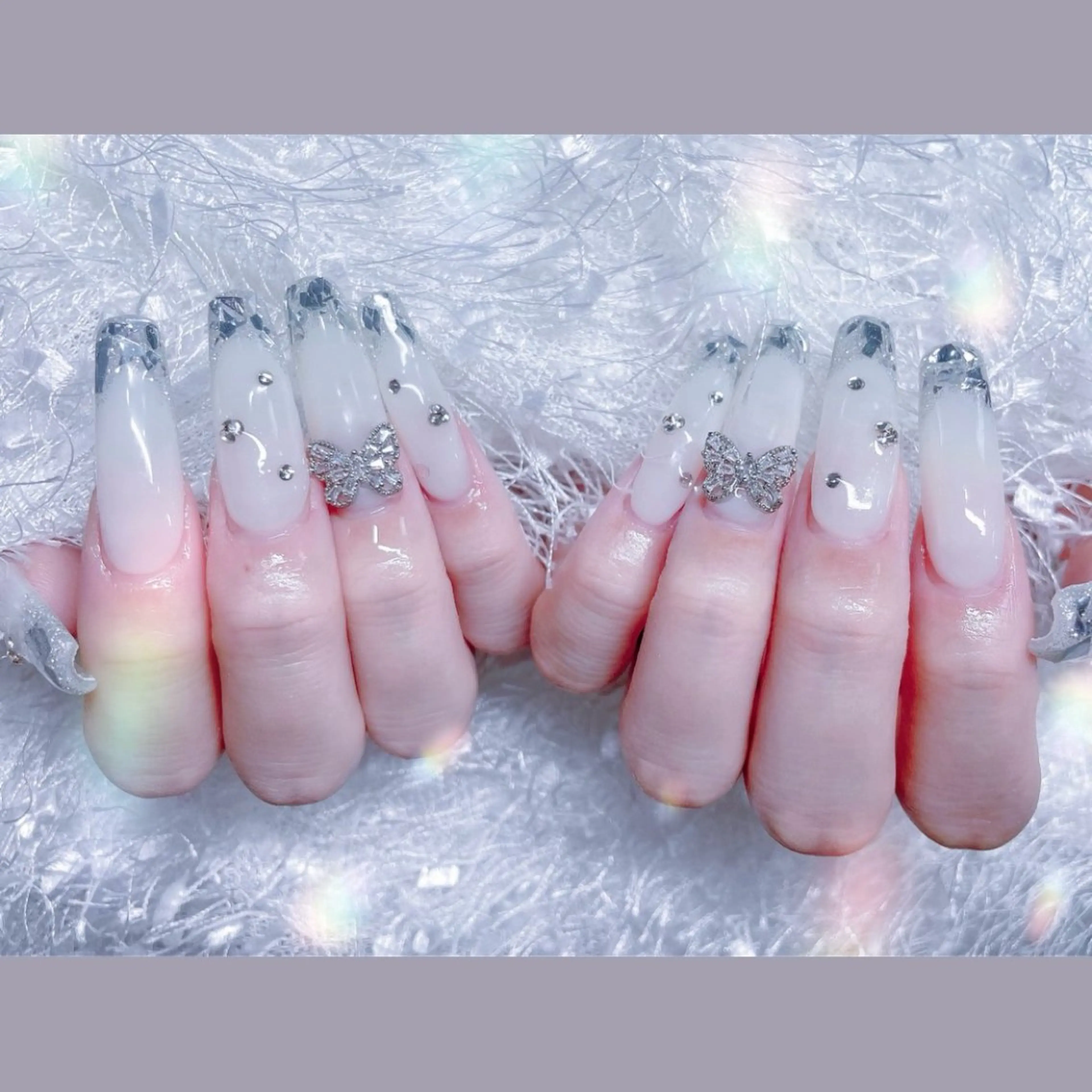 【自爪】🍀ガラスフレンチコース🌈初回ソフトジェルオフ無料🌈の写真